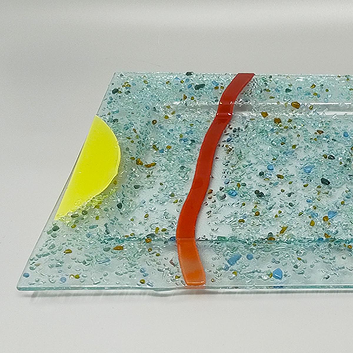 1970er Jahre Erstaunliches Tablett von Albatros aus Murano-Glas. Hergestellt in Italien (Ende des 20. Jahrhunderts) im Angebot
