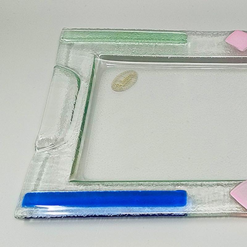 Verre de Murano Étonnant plateau des années 1970 par Albatros en verre de Murano. Fabriqué en Italie en vente