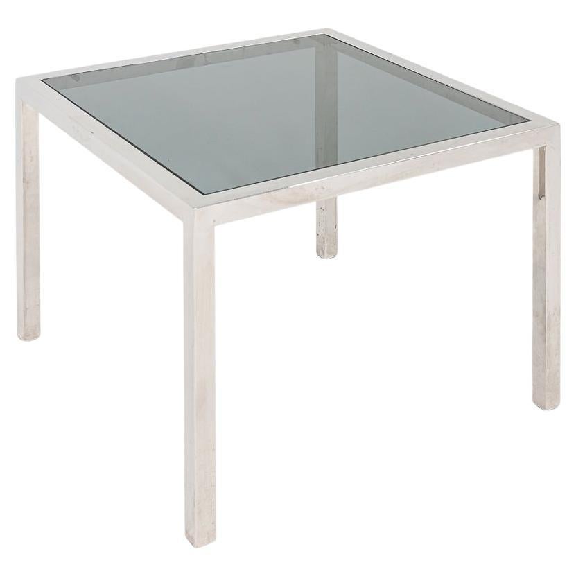 1970s Attr. to Roche Bobois Stainless Steel 
Smoked Glass End / Coffee Table For Sale