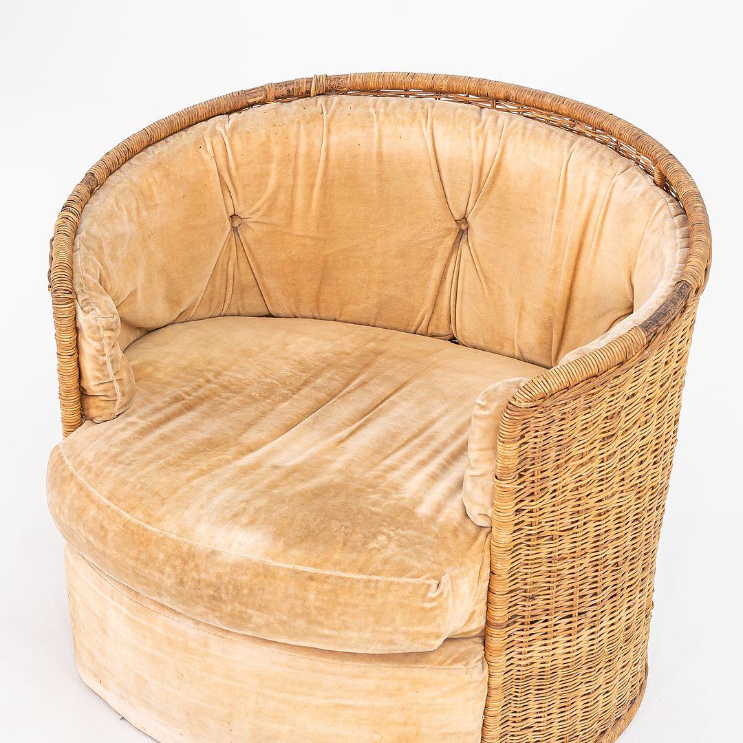 1970s Attrib. to Adrian Pearsall for Comfort Designs Rattan Barrel Lounge Chair For Sale 3