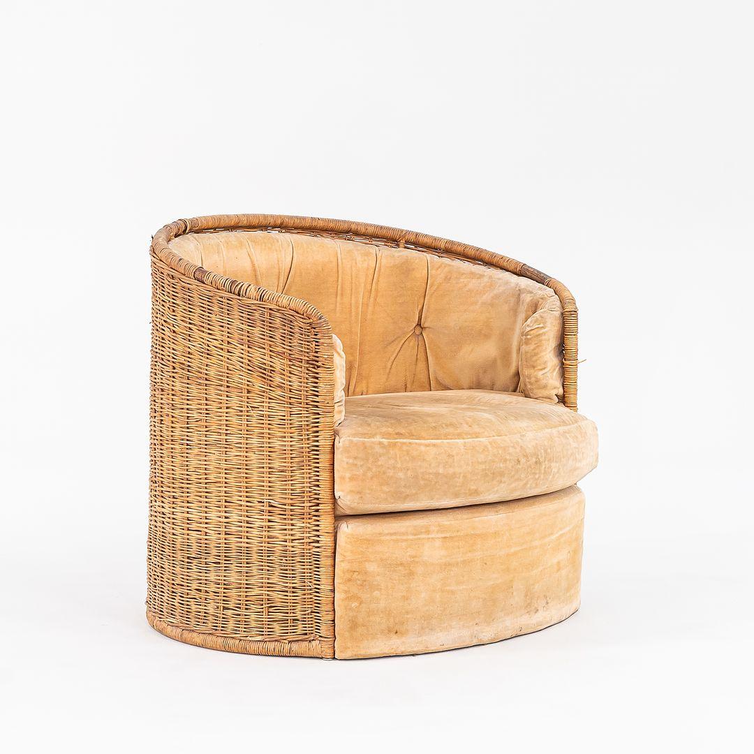 American 1970s Attrib. to Adrian Pearsall for Comfort Designs Rattan Barrel Lounge Chair For Sale