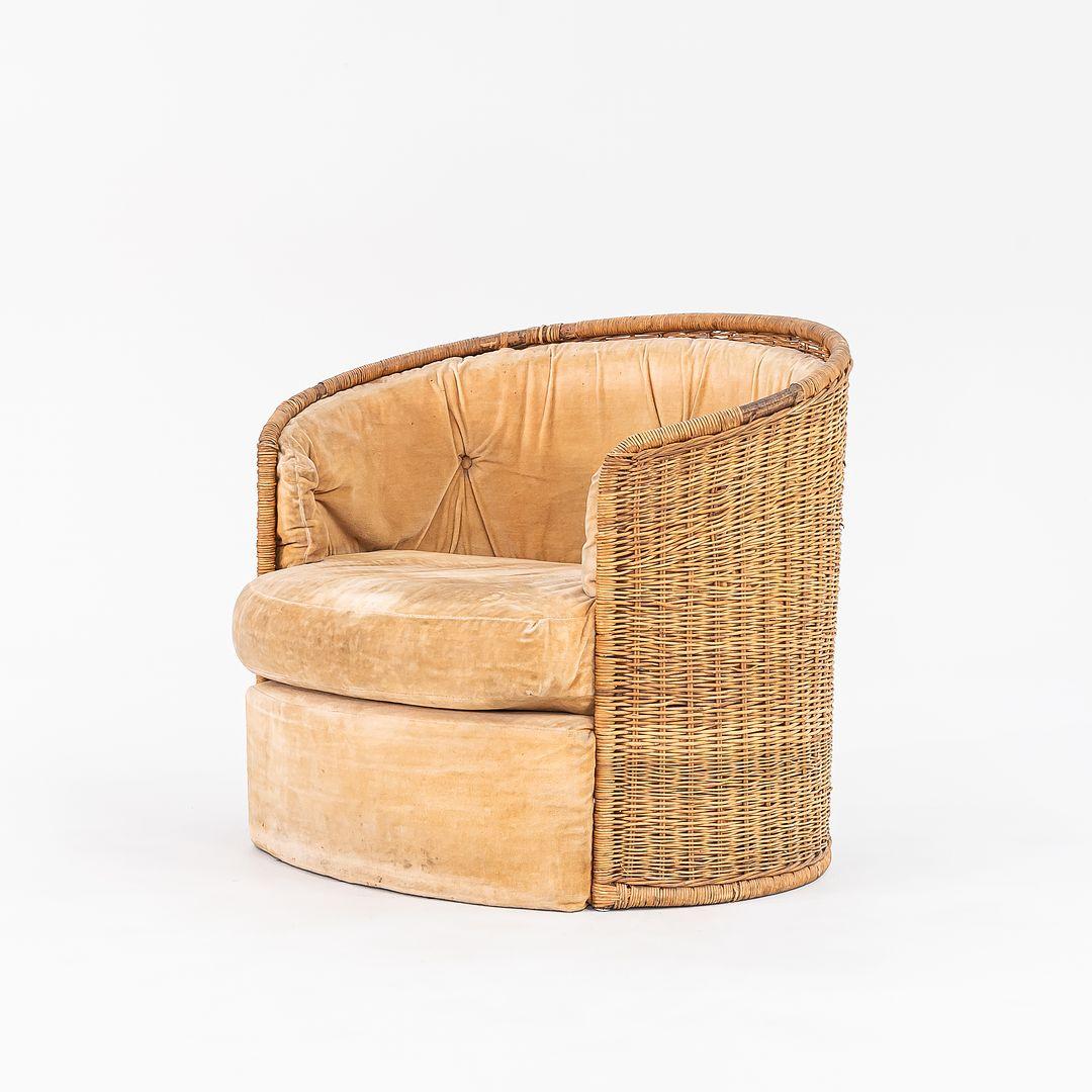 1970s Attrib. to Adrian Pearsall for Comfort Designs Rattan Barrel Lounge Chair In Good Condition For Sale In Philadelphia, PA