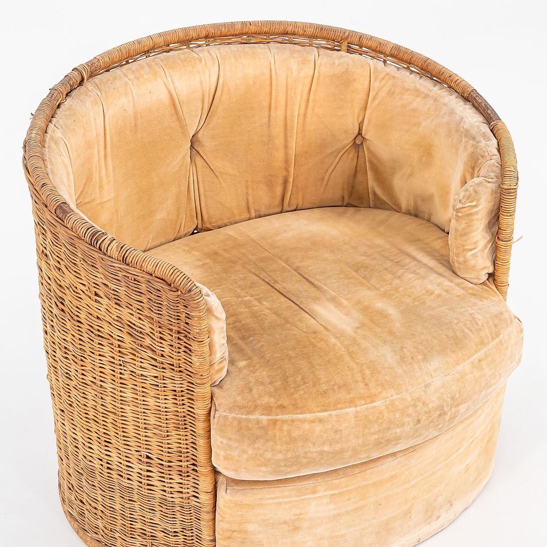 1970s Attrib. to Adrian Pearsall for Comfort Designs Rattan Barrel Lounge Chair For Sale 1