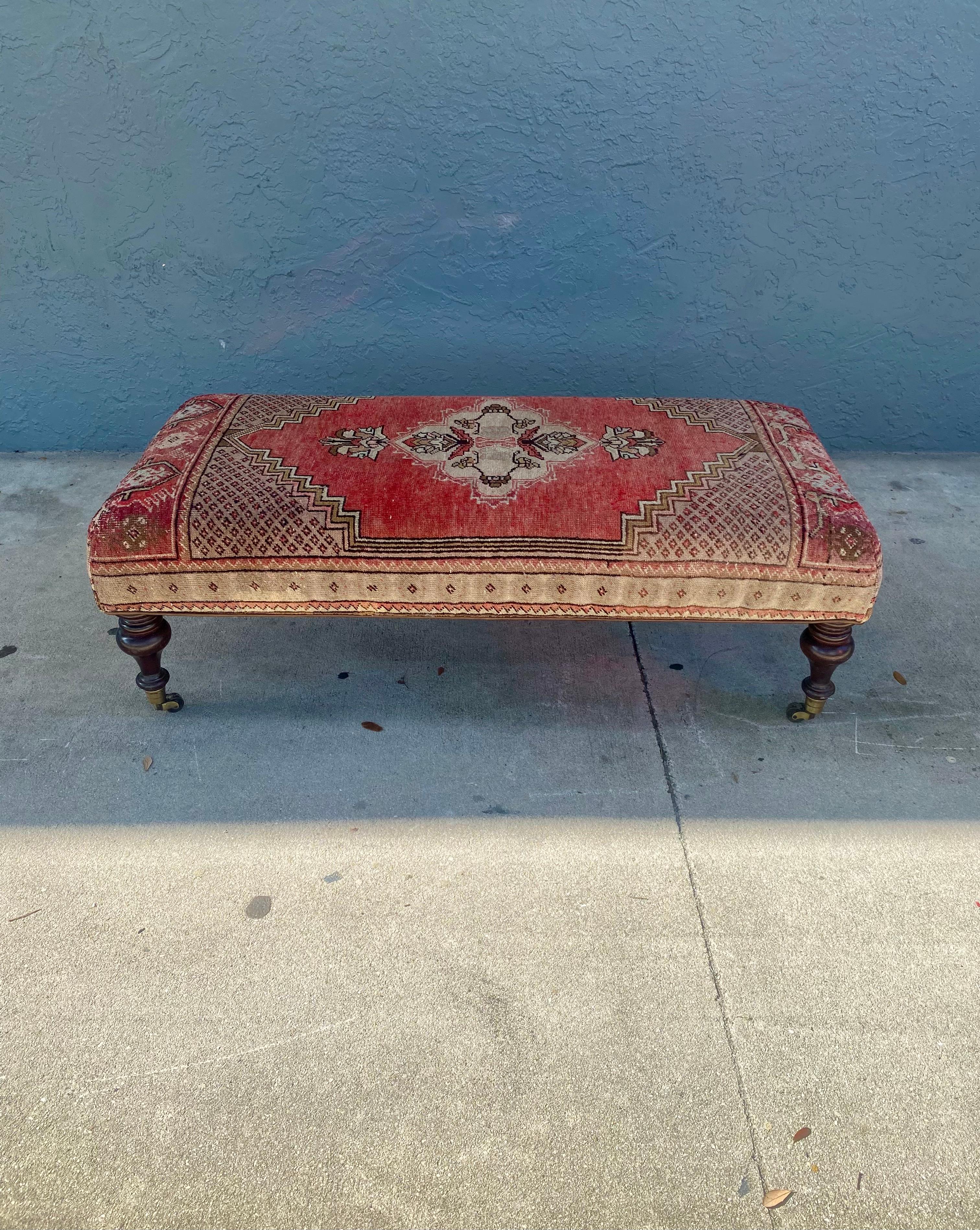 1970s Attributed to George Smith Wool Kilim Bench Coffee Table 3