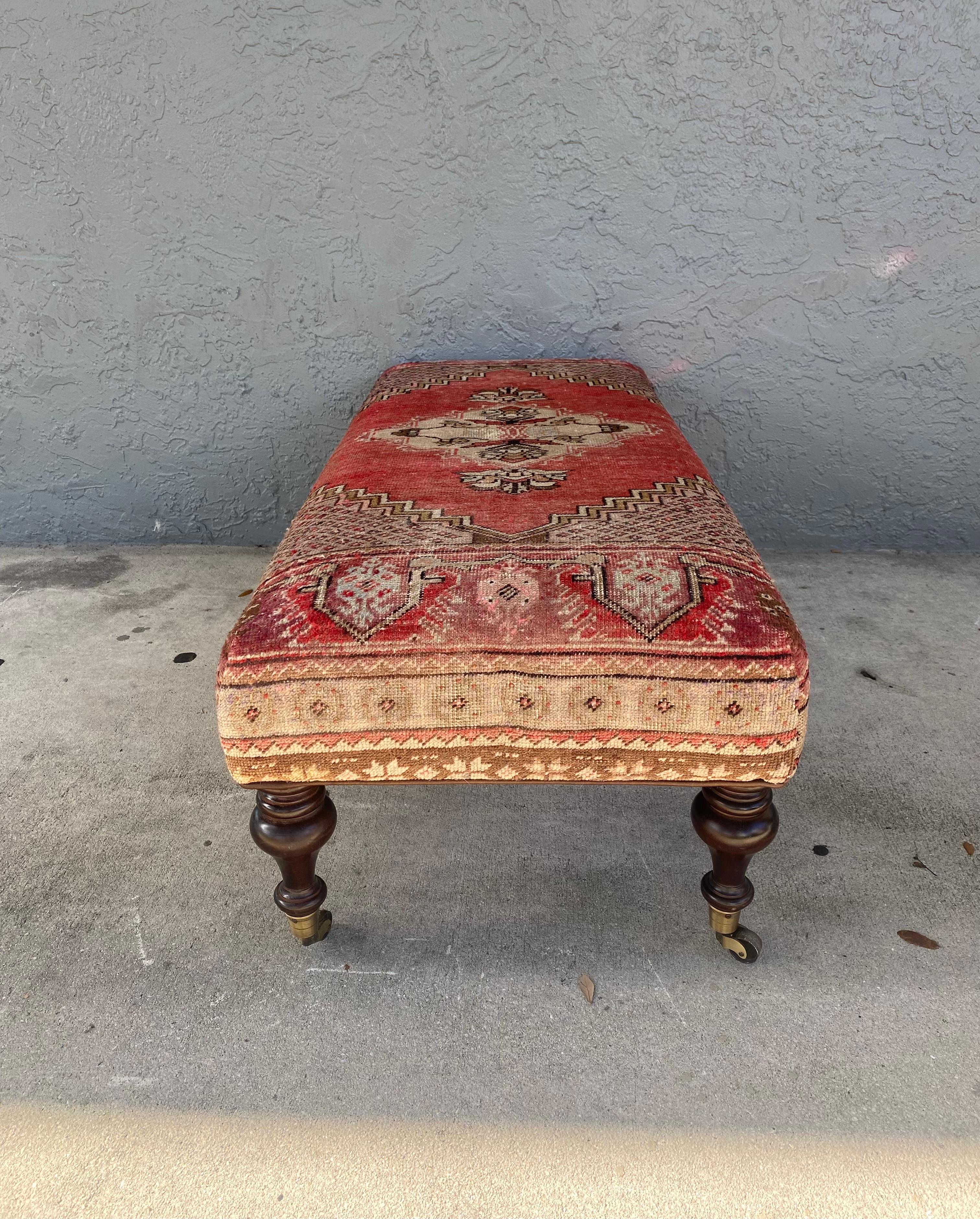 Late 20th Century 1970s Attributed to George Smith Wool Kilim Bench Coffee Table