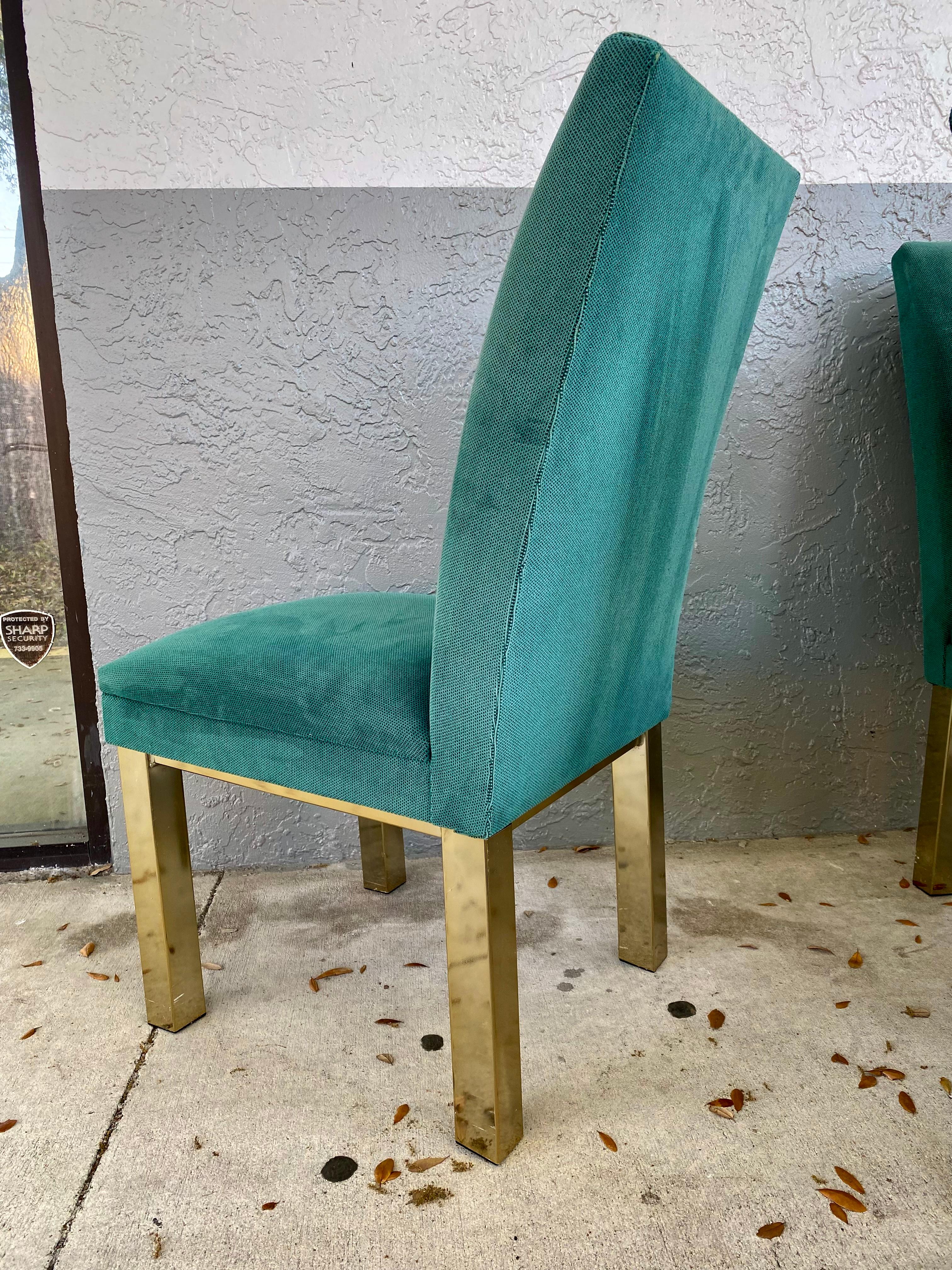 1970s Attributed to Milo Baughman Brass Parsons Chairs, Set of 6 For Sale 9