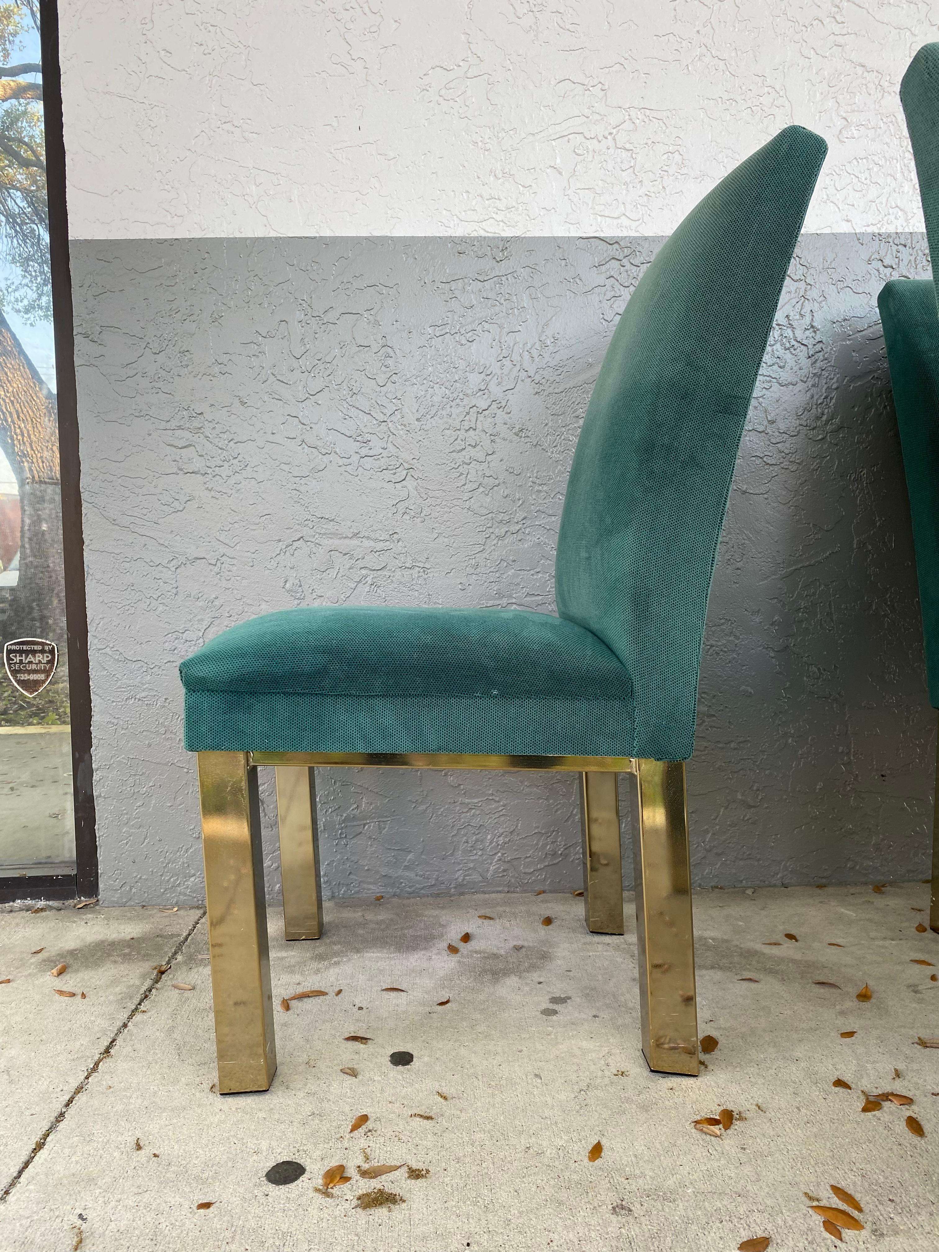 1970s Attributed to Milo Baughman Brass Parsons Chairs, Set of 6 For Sale 10