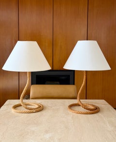 Lampade da tavolo scultoree con cavo intrecciato Audoux Minet degli anni '70 - Coppia