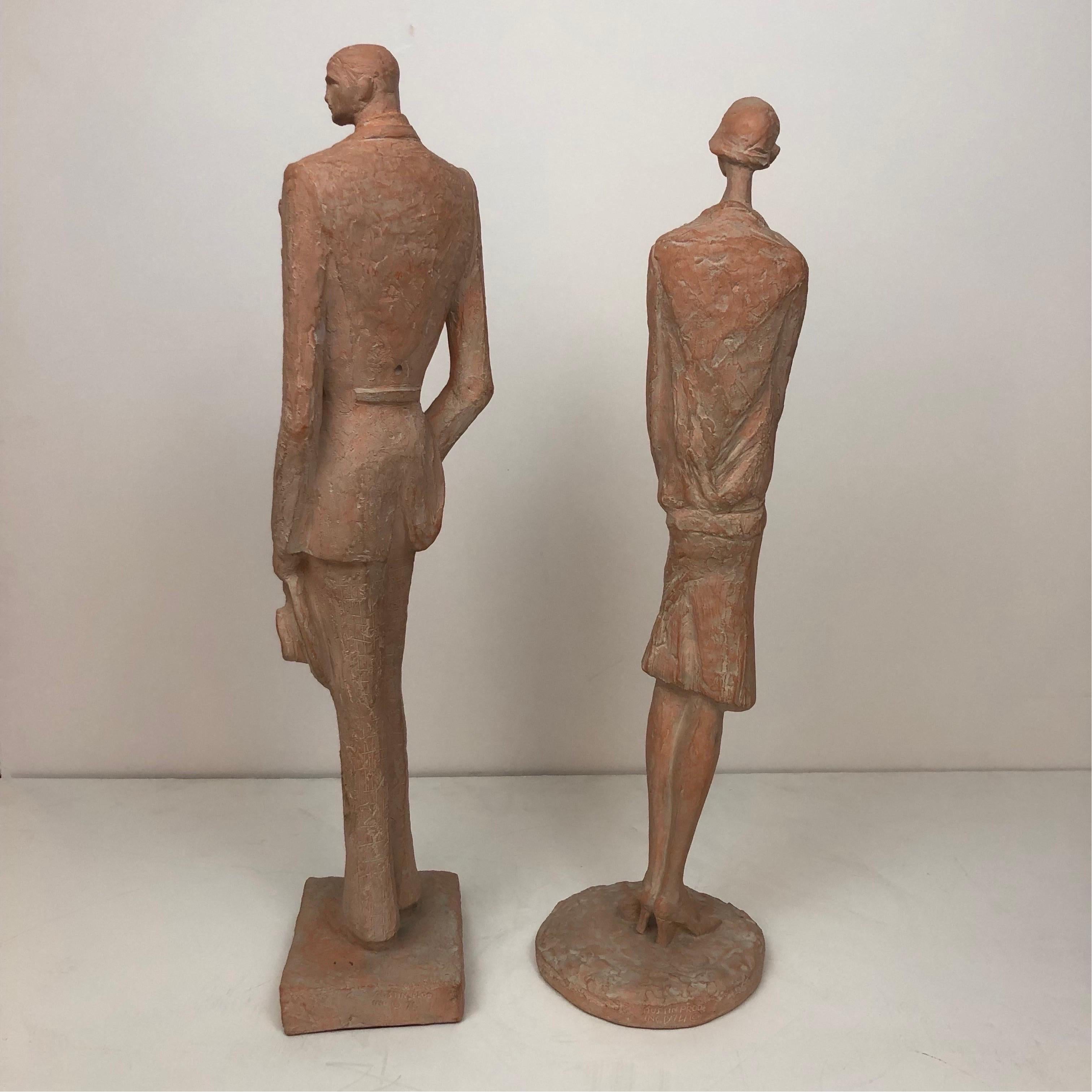 American 1970’s Austen Productions Inc Cast Resin Couple in 1940’s Stylized Fashion For Sale