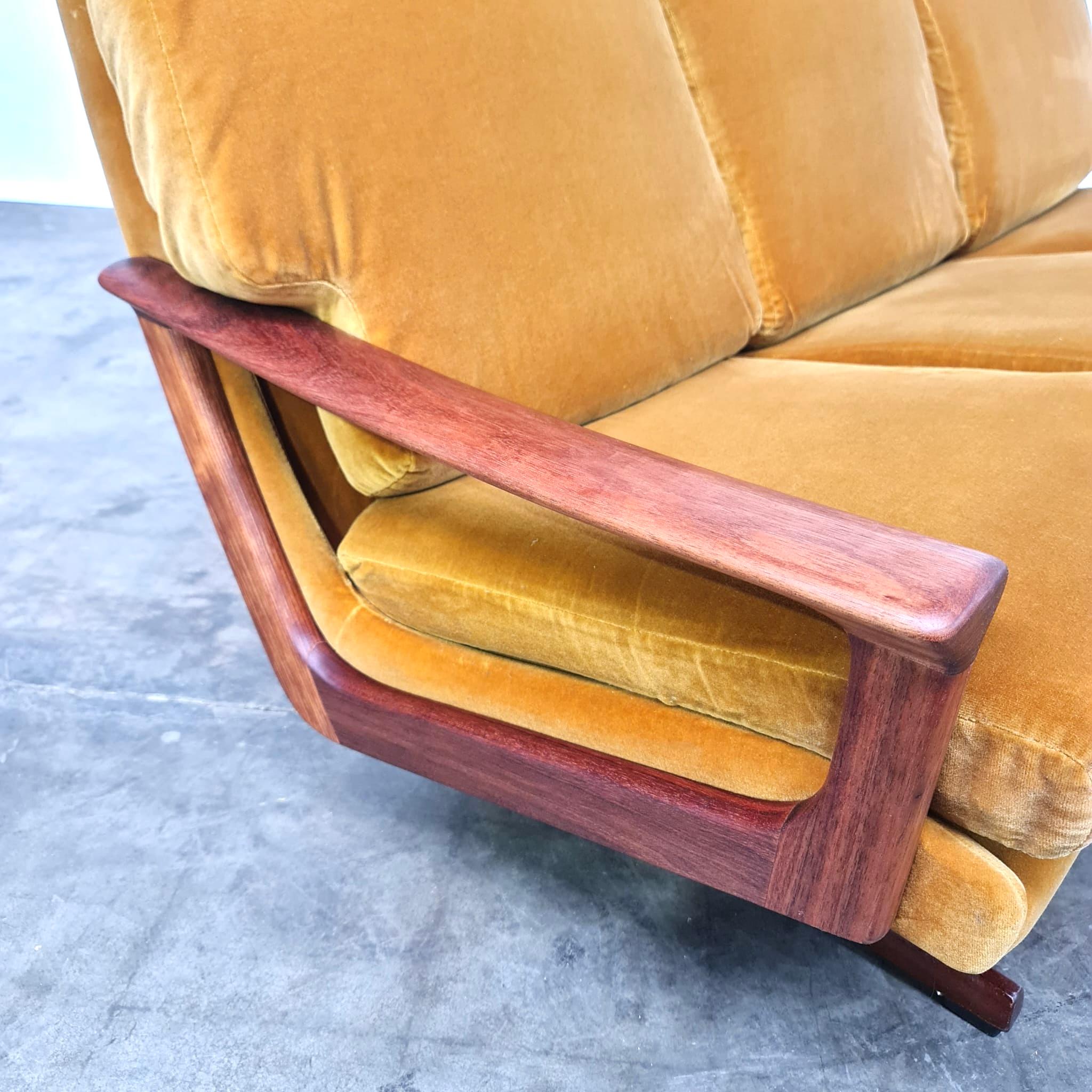 Wood 1970's Australian gold Tessa three seater lounge