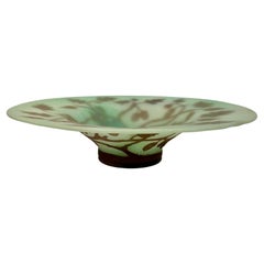 1970 Autriche Vintage Art of Vintage Decor Apple Green Brown Overlay Glass Bowl