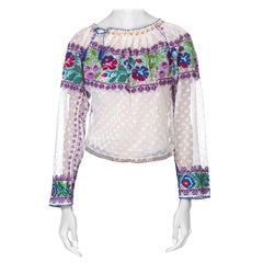 1970
s Authentic Hand Embroidered Boho Top With Gold