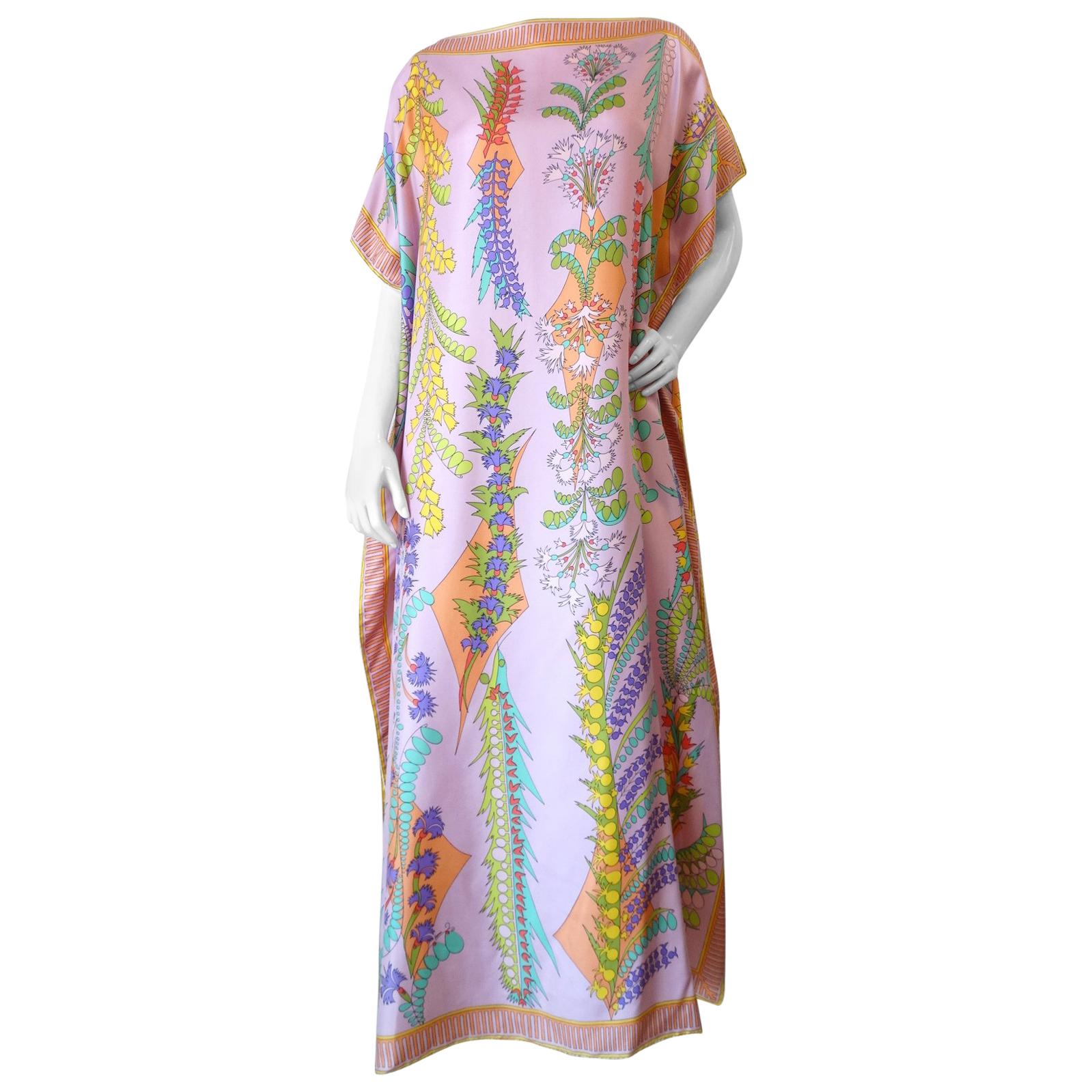 1970s Averardo Bessi Floral Silk Kaftan