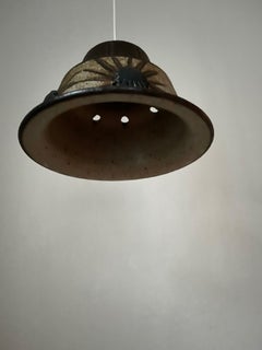 1970s Axella Danish brutalist ceramic stoneware pendant