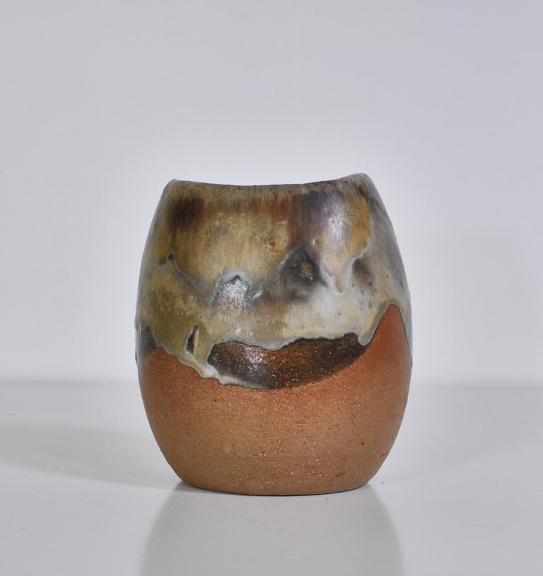 1970s "Axella" Organic Stoneware Vase in Earth Colors by Aksel Larsen,  Denmark For Sale at 1stDibs