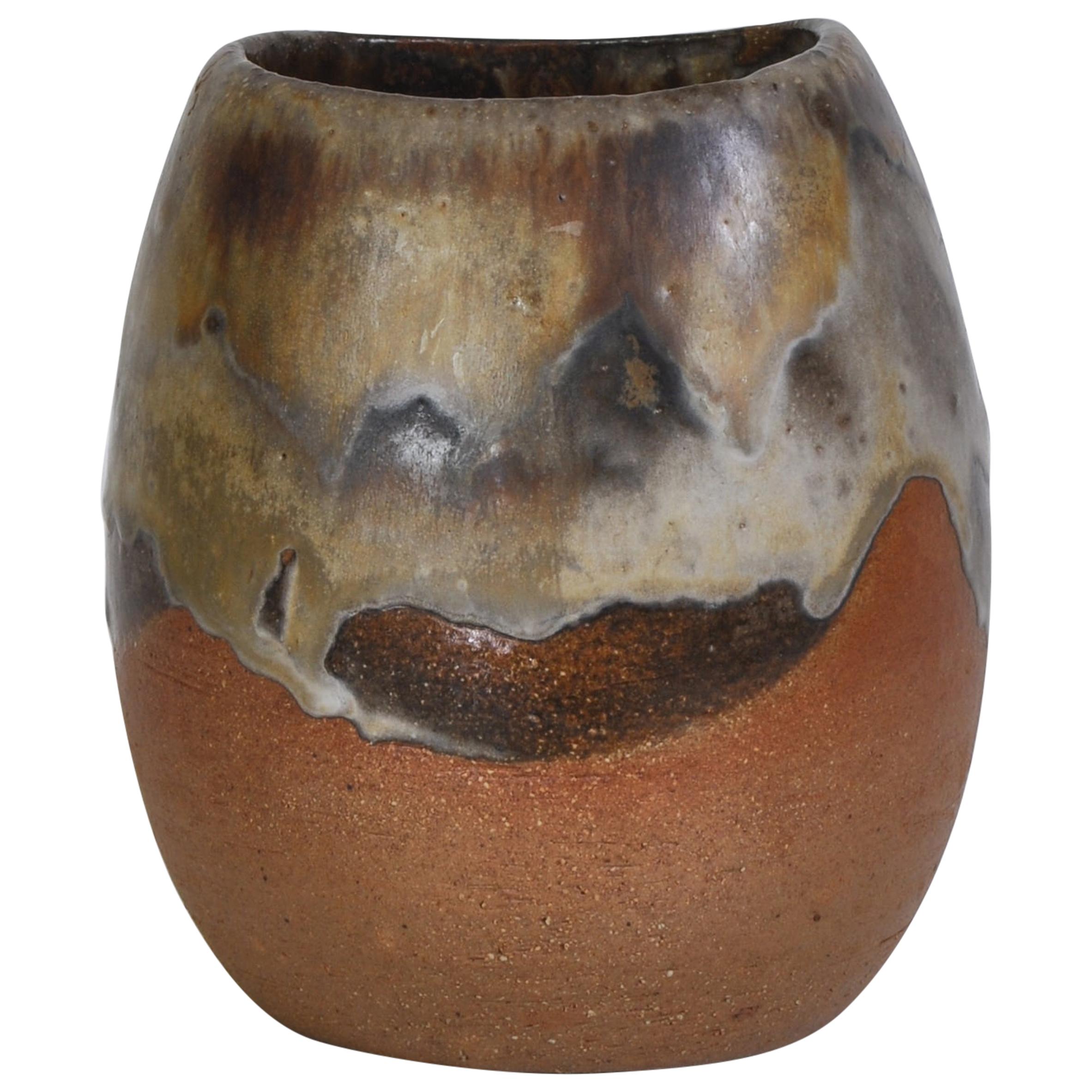 1970s "Axella" Organic Stoneware Vase in Earth Colors by Aksel Larsen, Denmark