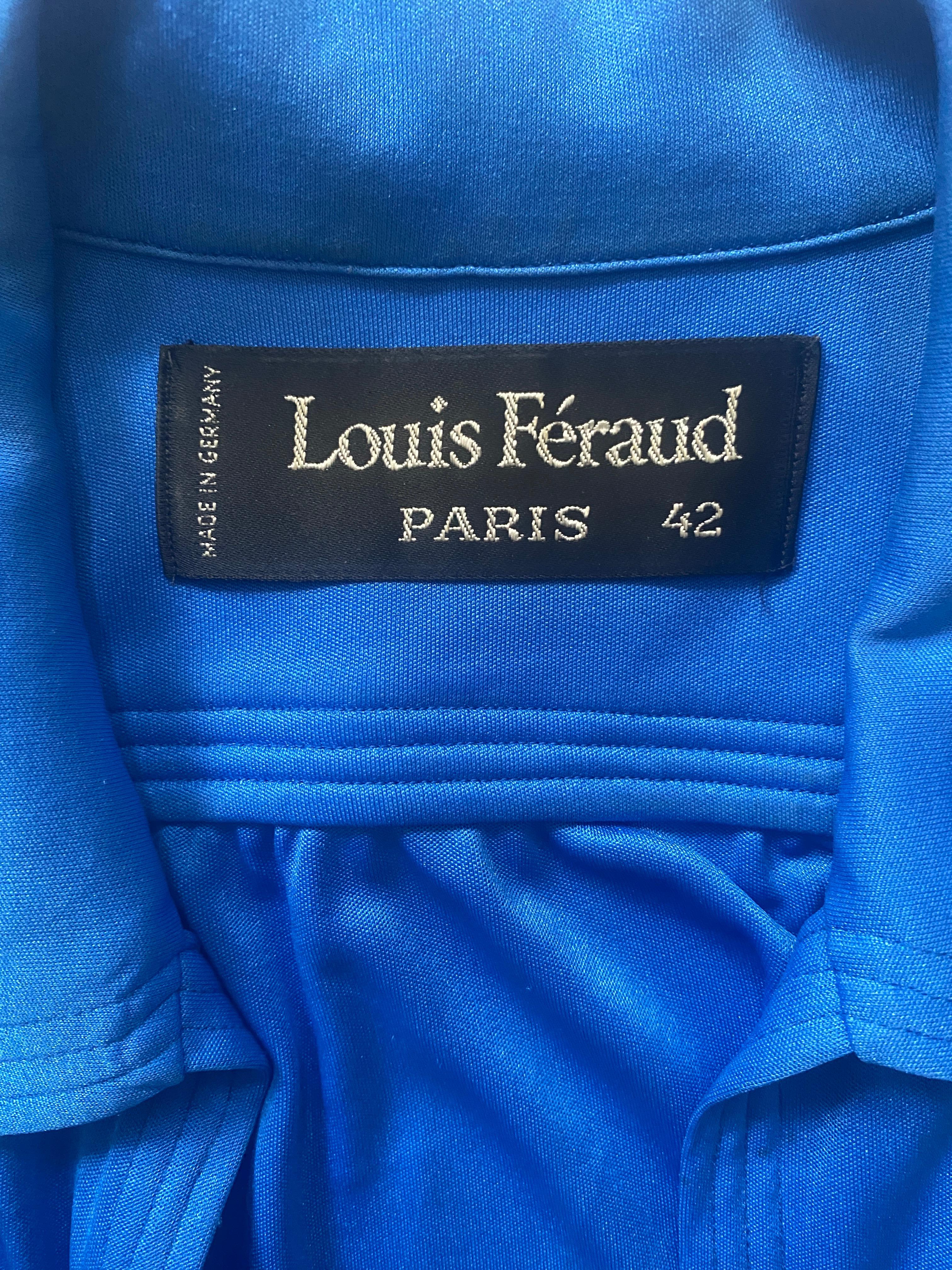 1970s Azure Blue Louis Feraud Jersey Dress with Jacket 5