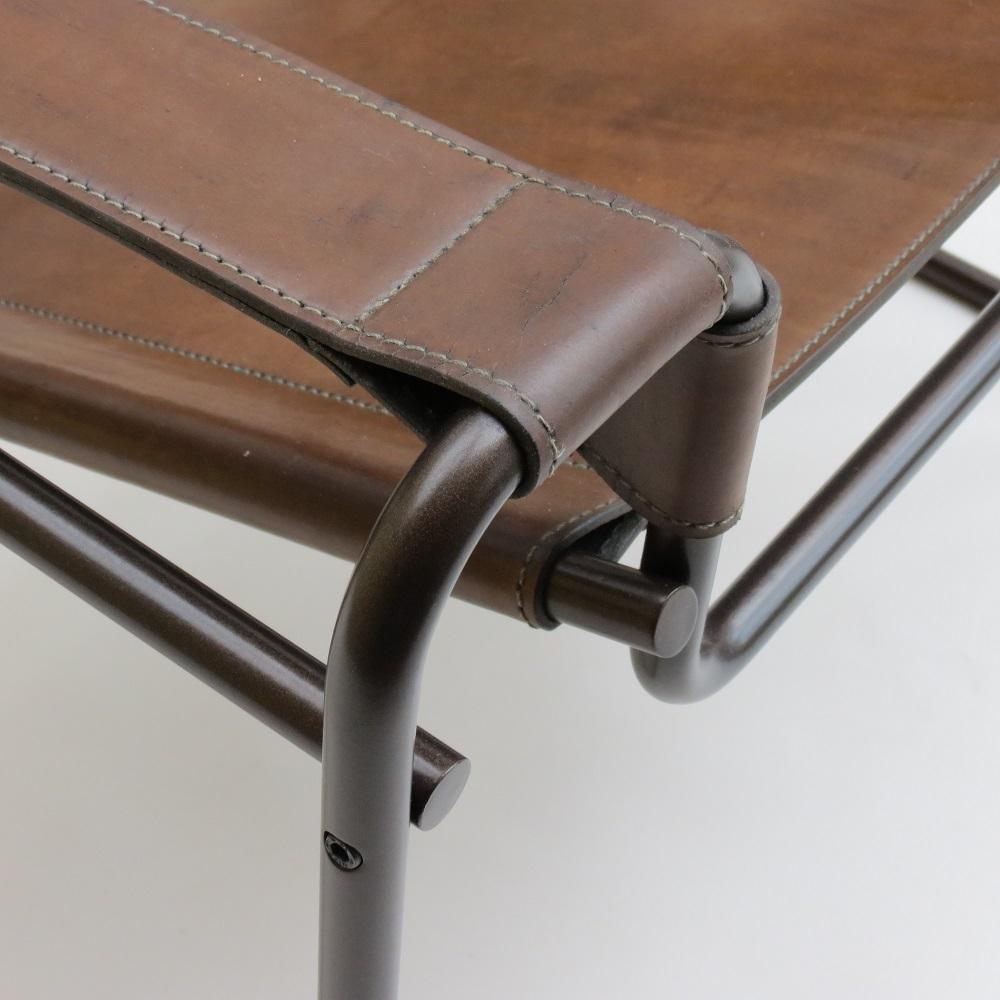 1970s B3 Wassily Chair Brown Leather Marcel Breuer for Fasem, Italy, Bauhaus A In Good Condition In Stow on the Wold, GB