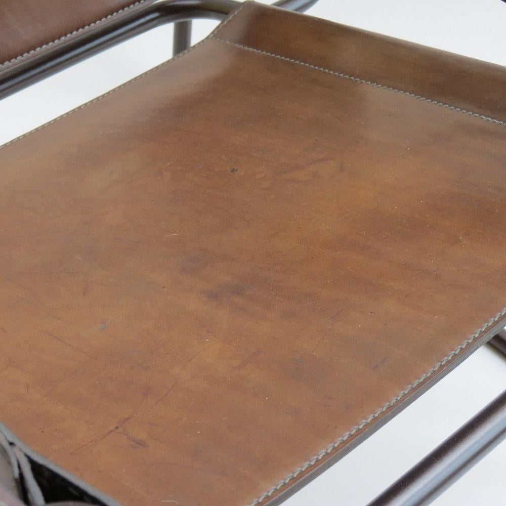 20th Century 1970s B3 Wassily Chair Brown Leather Marcel Breuer for Fasem, Italy, Bauhaus A