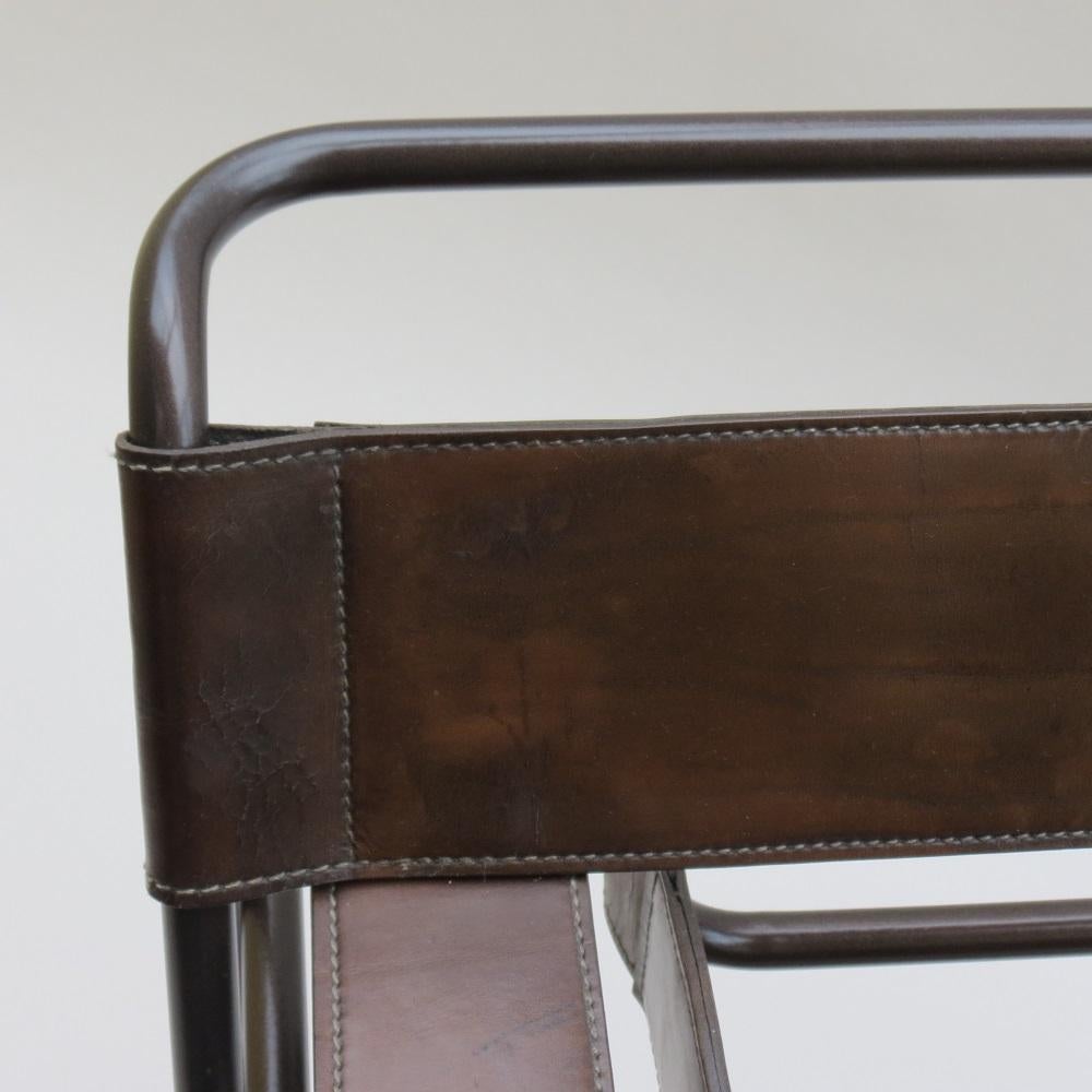 1970s B3 Wassily Chair Brown Leather Marcel Breuer for Fasem, Italy, Bauhaus B 3