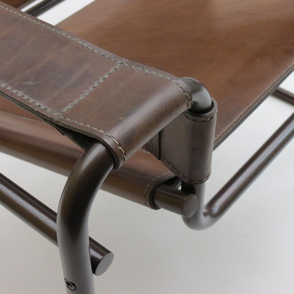 1970s B3 Wassily Chair Brown Leather Marcel Breuer for Fasem, Italy, Bauhaus B 5