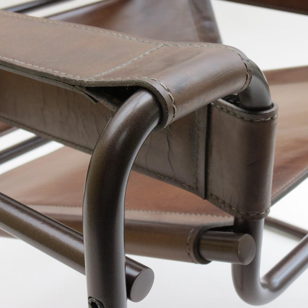 1970s B3 Wassily Chair Brown Leather Marcel Breuer for Fasem, Italy, Bauhaus B 6