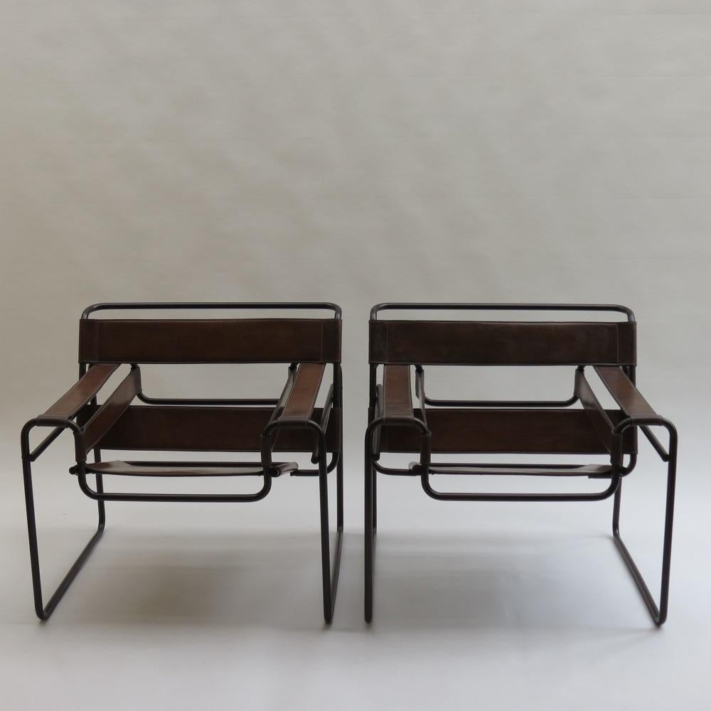 1970s B3 Wassily Chair Brown Leather Marcel Breuer for Fasem, Italy, Bauhaus B 7