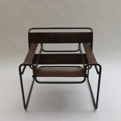1970s B3 Wassily Chair Brown Leather Marcel Breuer for Fasem, Italy, Bauhaus B