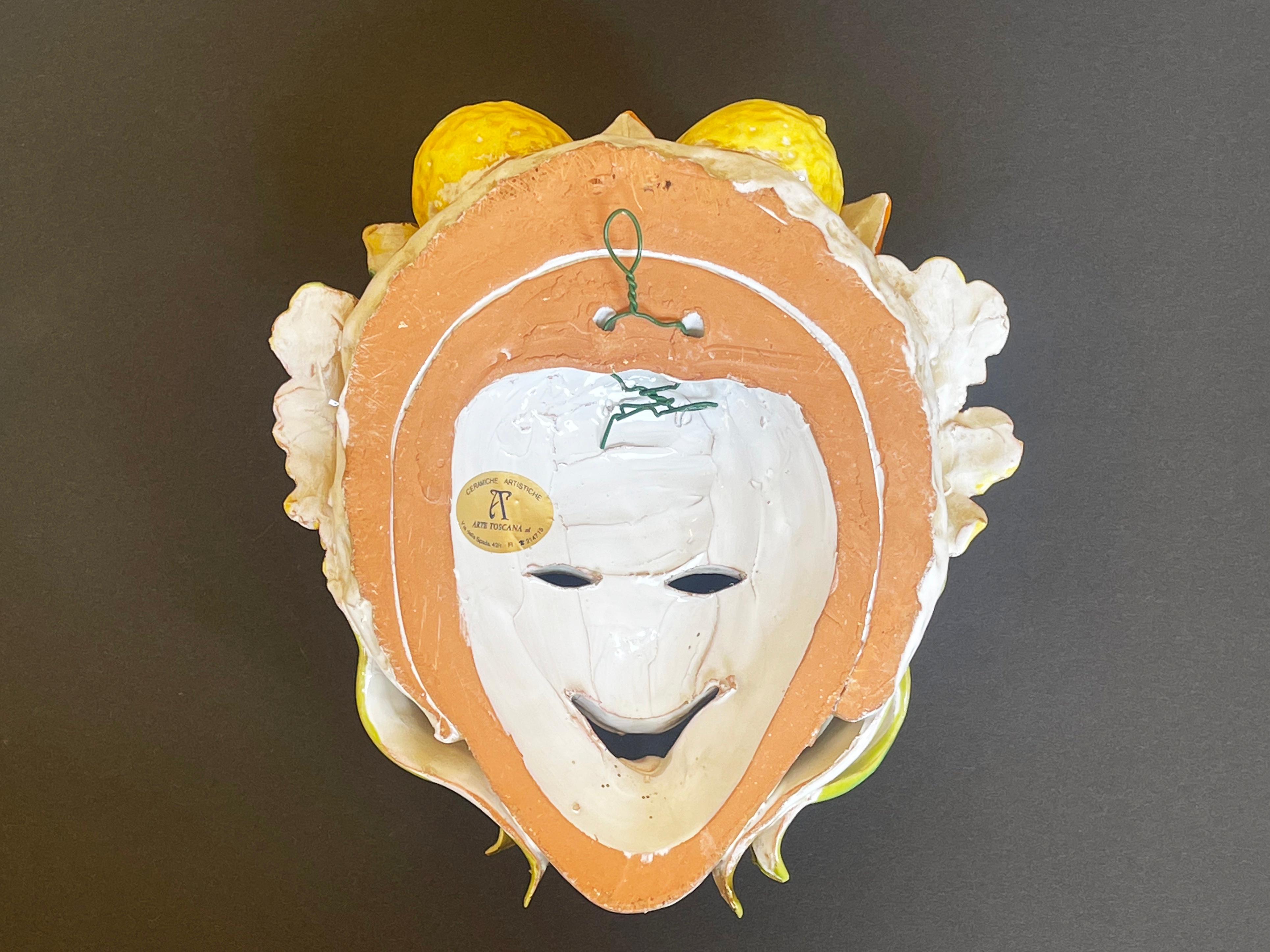 1970s Bacchus as Harvest Jester Ceramic Mask Majolica Ceramiche Artistice, Italy For Sale 1