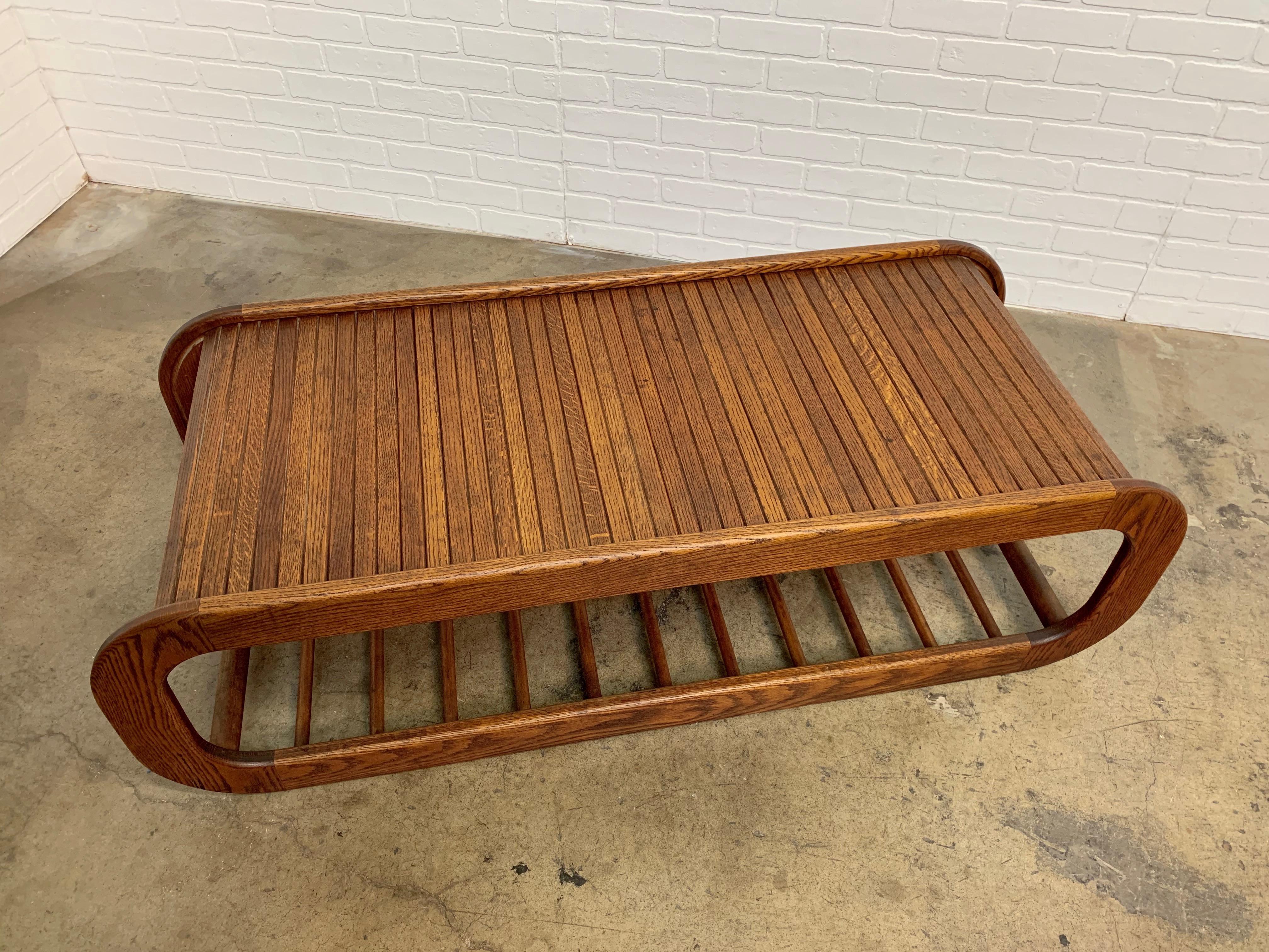 Mid-Century Modern 1970s Backgammon Coffee Table with Tambour Top