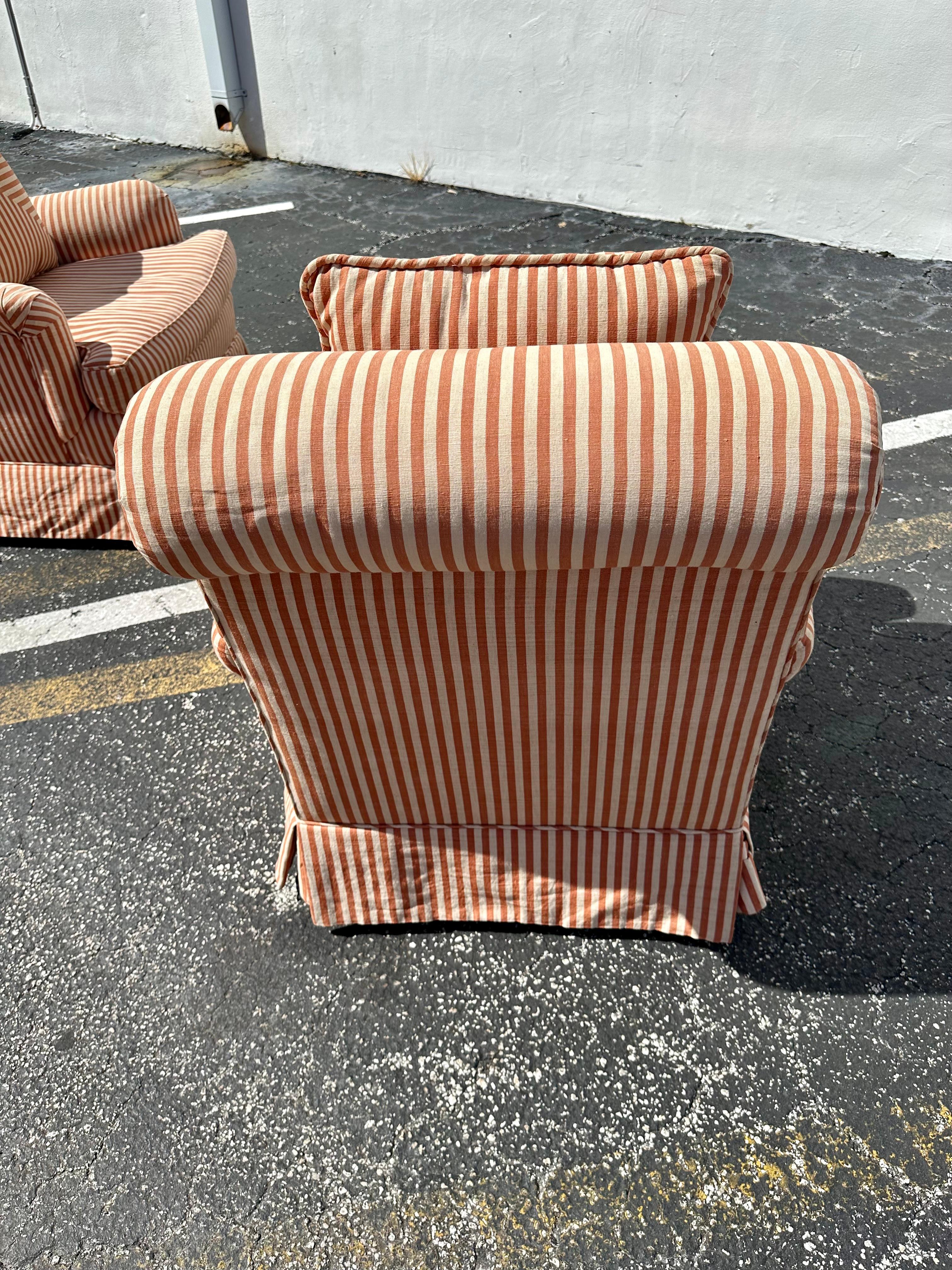 Sedie Baker Candy Cane a strisce in stile inglese degli anni '70, set di 2 sedie con zoccolo in vendita 1