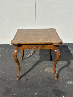 1970s Baker French Style One Drawer Leather Top Pull Out Trays Cabriole Legs