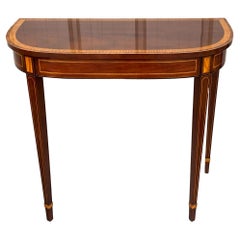1970s Baker Furniture Banded Mahogany and Satinwood Console Table