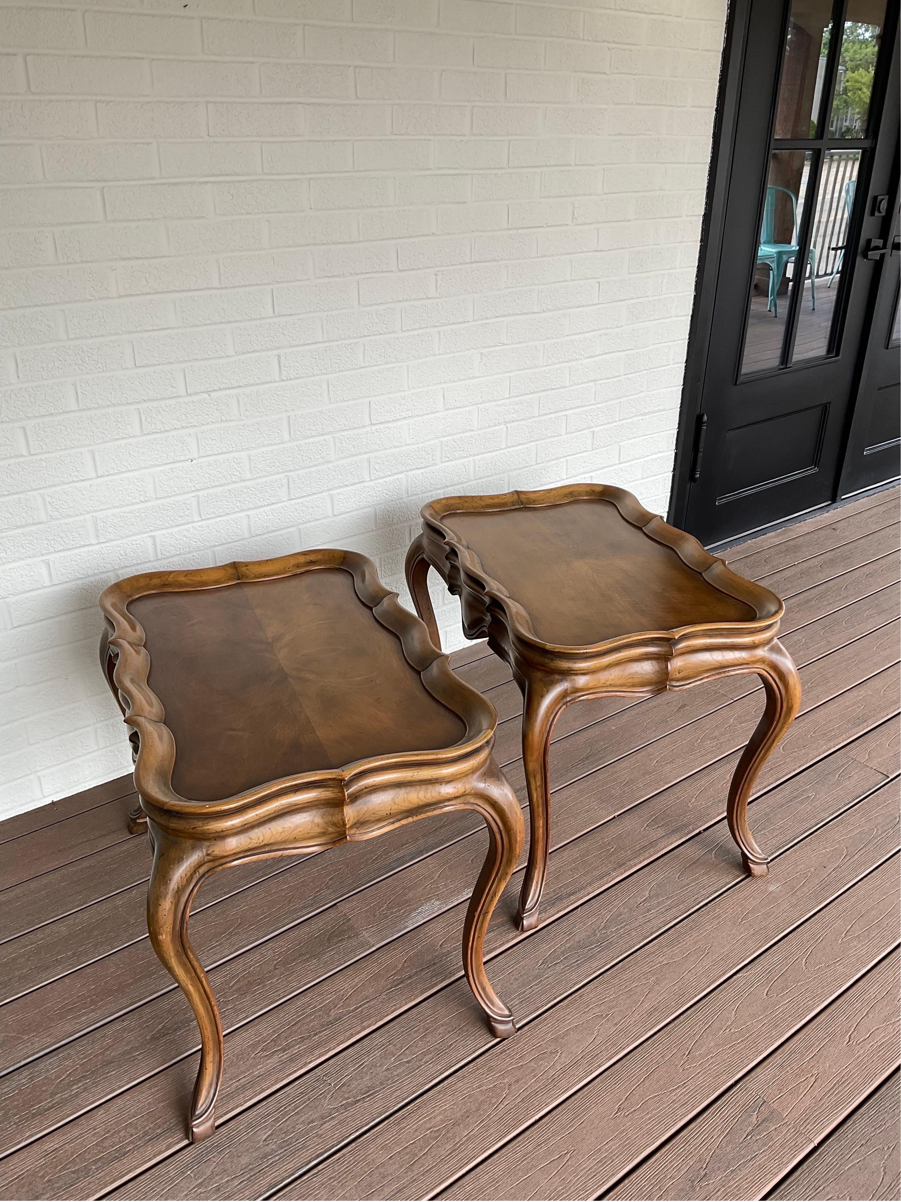 Beautiful pair of Baker side tables with scalloped top surface and hoofed feet. Incredible original condition.


Condition Disclosure:
Please understand nearly all of our inventory is comprised of rare to very rare vintage pieces. They are not