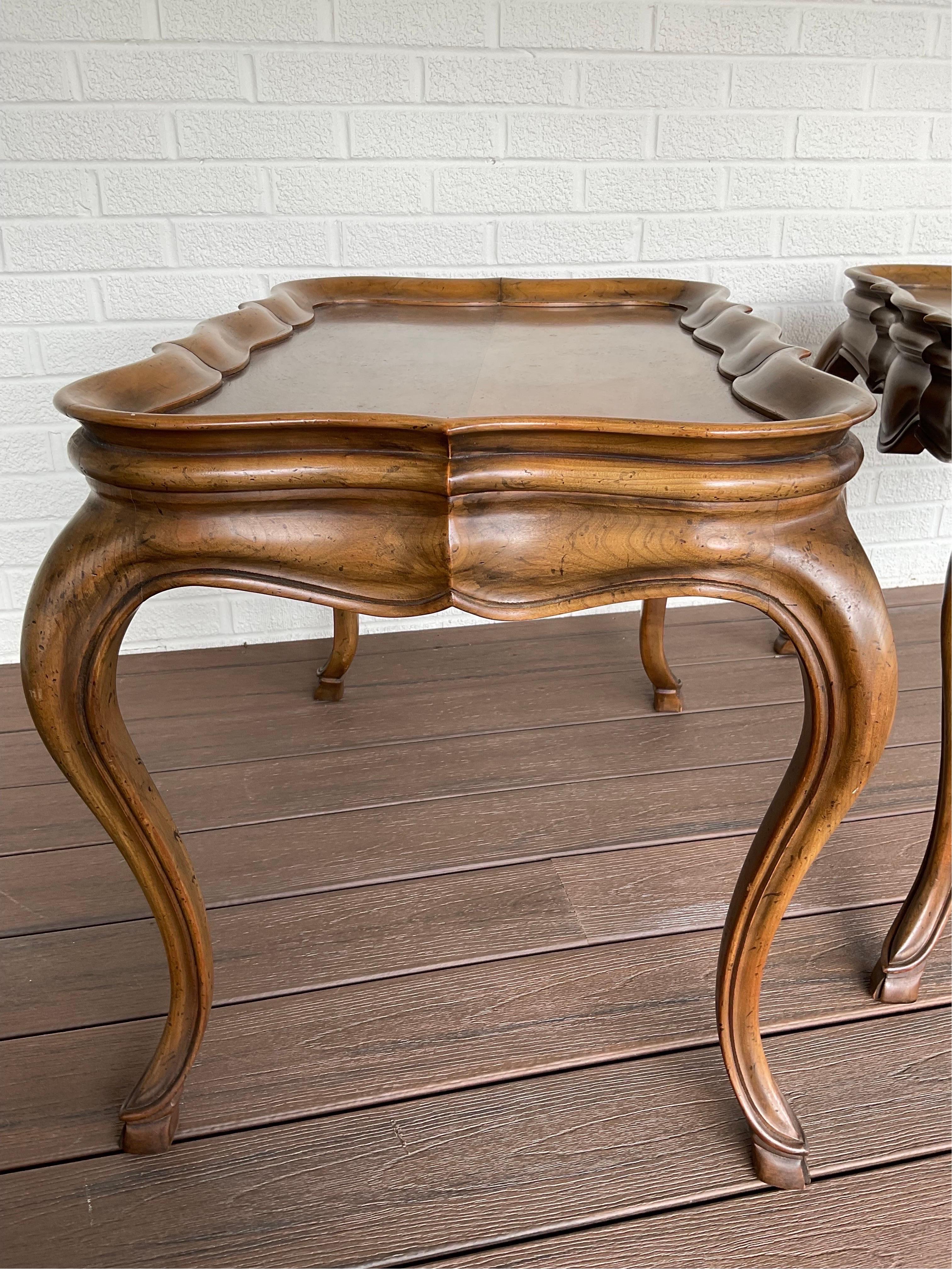 Late 20th Century 1970s Baker Walnut End Tables, a Pair For Sale