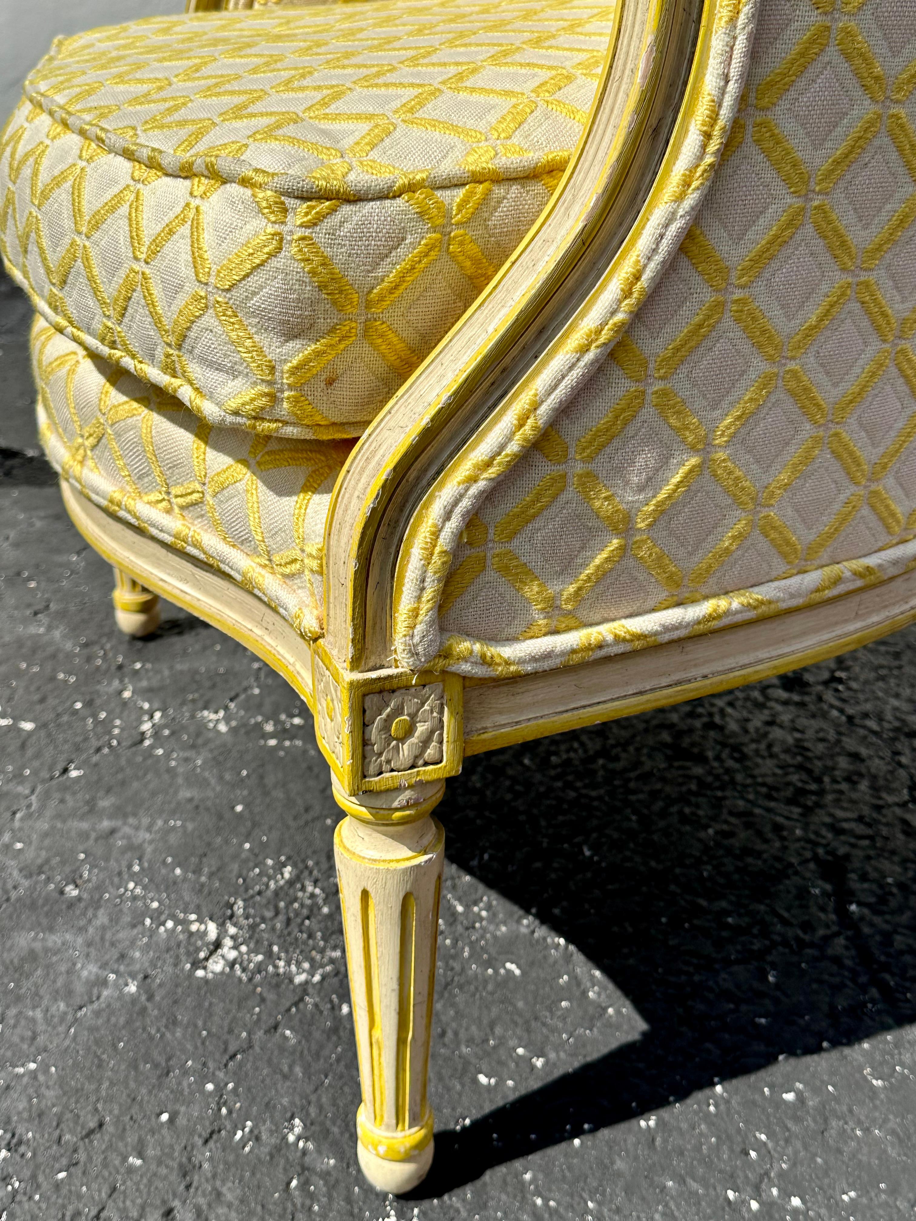 Sedie curve in velluto di cotone a reticolo Baker giallo 1970, Set di 2 in vendita 4