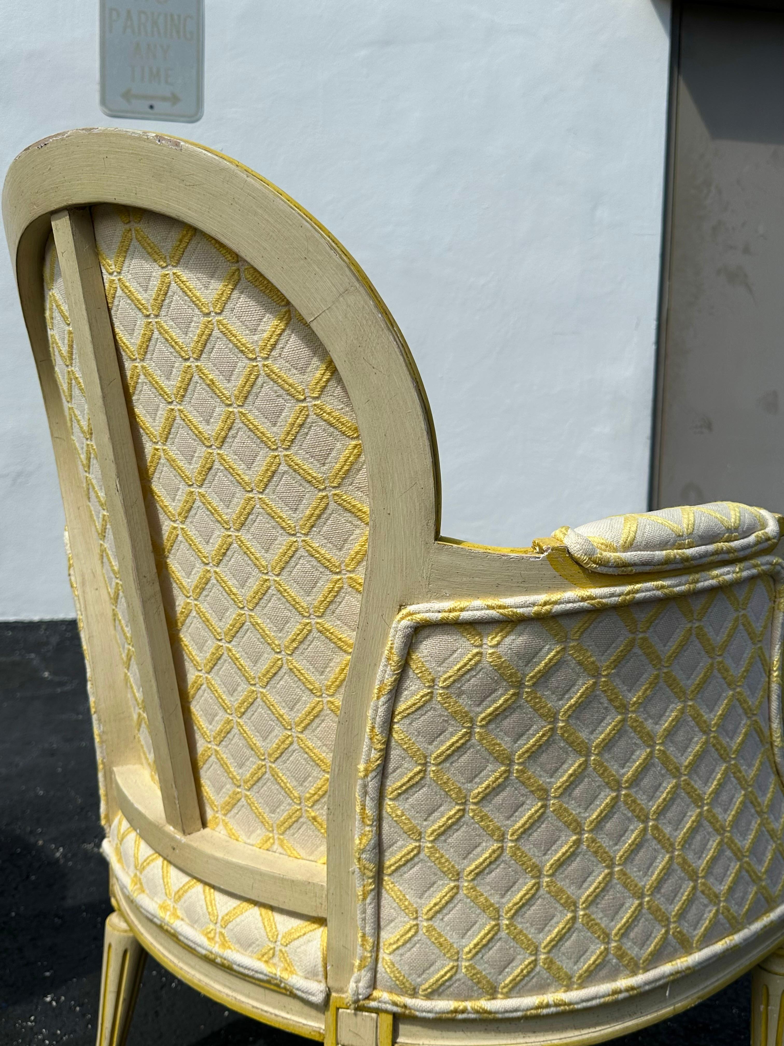 Sedie curve in velluto di cotone a reticolo Baker giallo 1970, Set di 2 in vendita 3