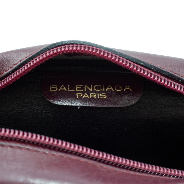 1970s Balenciaga Maroon Monogram Crossbody Bag For Sale at 1stDibs