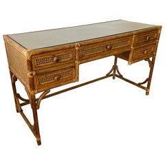 Used 1970s Bamboo and Cane Desk