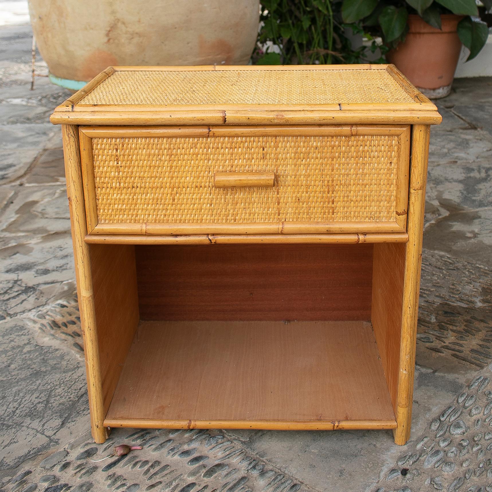 wicker bedside table with drawers