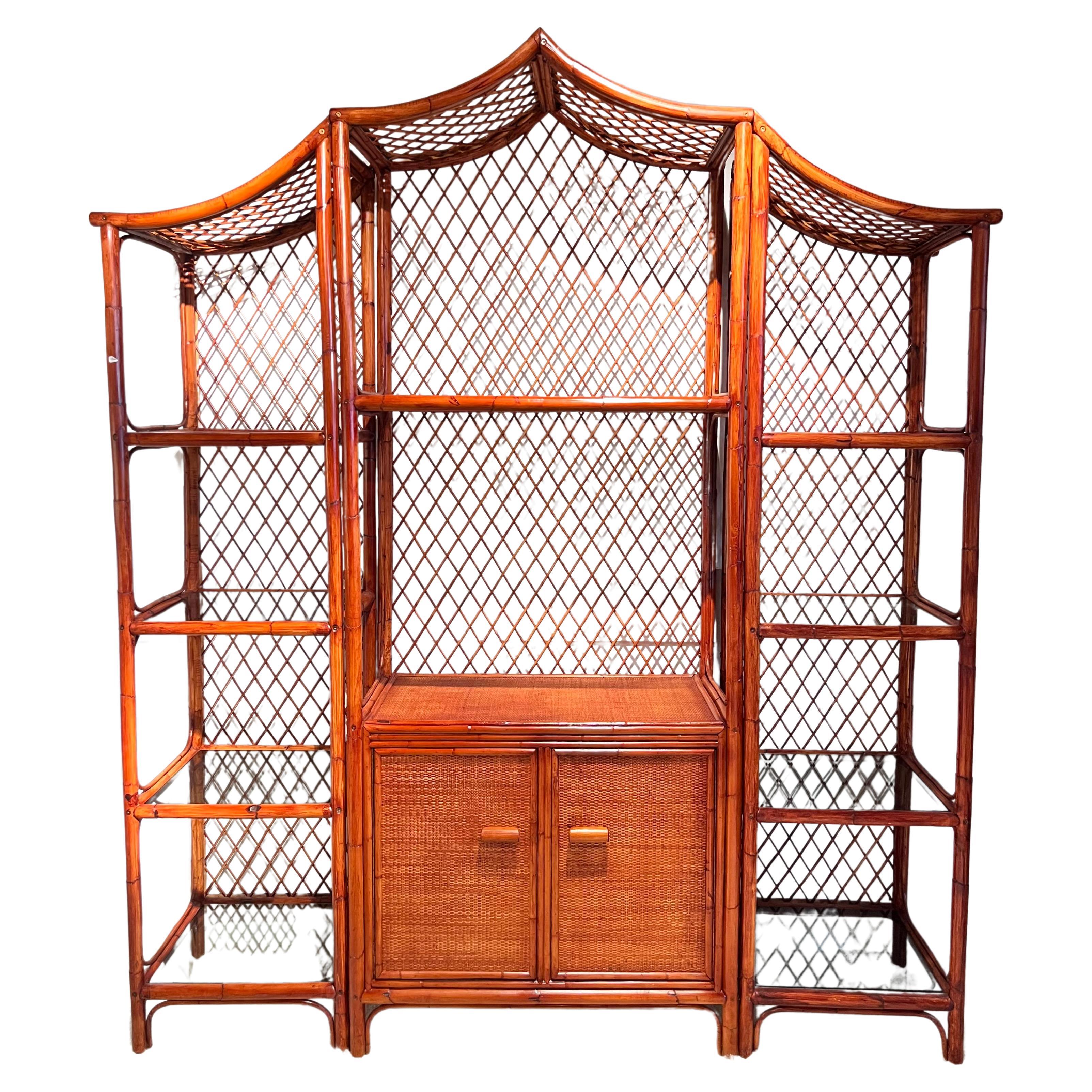 1970s Bamboo and Rattan Pagoda-shaped Furniture For Sale