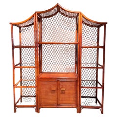 Vintage 1970s Bamboo and Rattan Pagoda-shaped Furniture