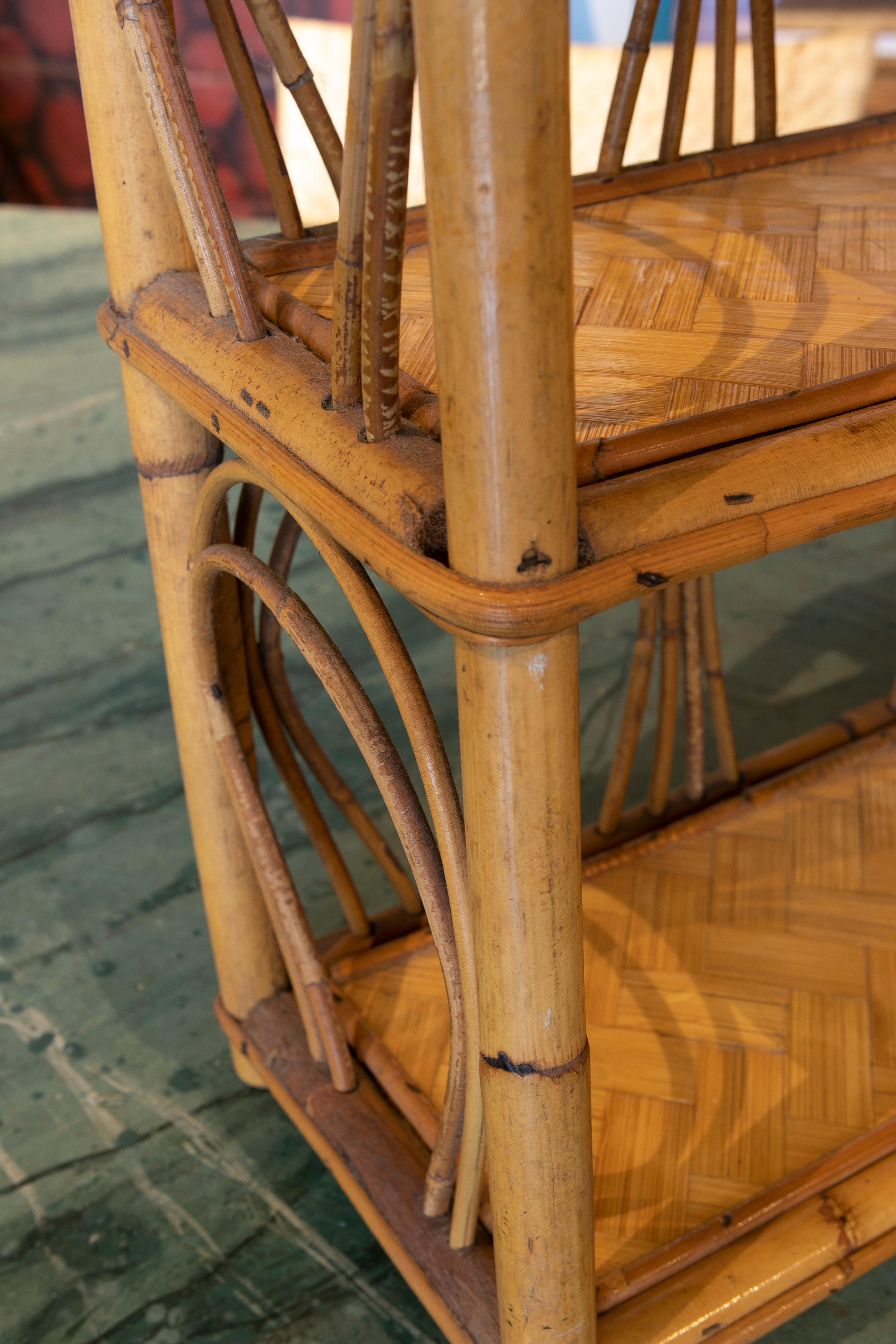 1970s Bamboo and Wicker Bookshelf 7