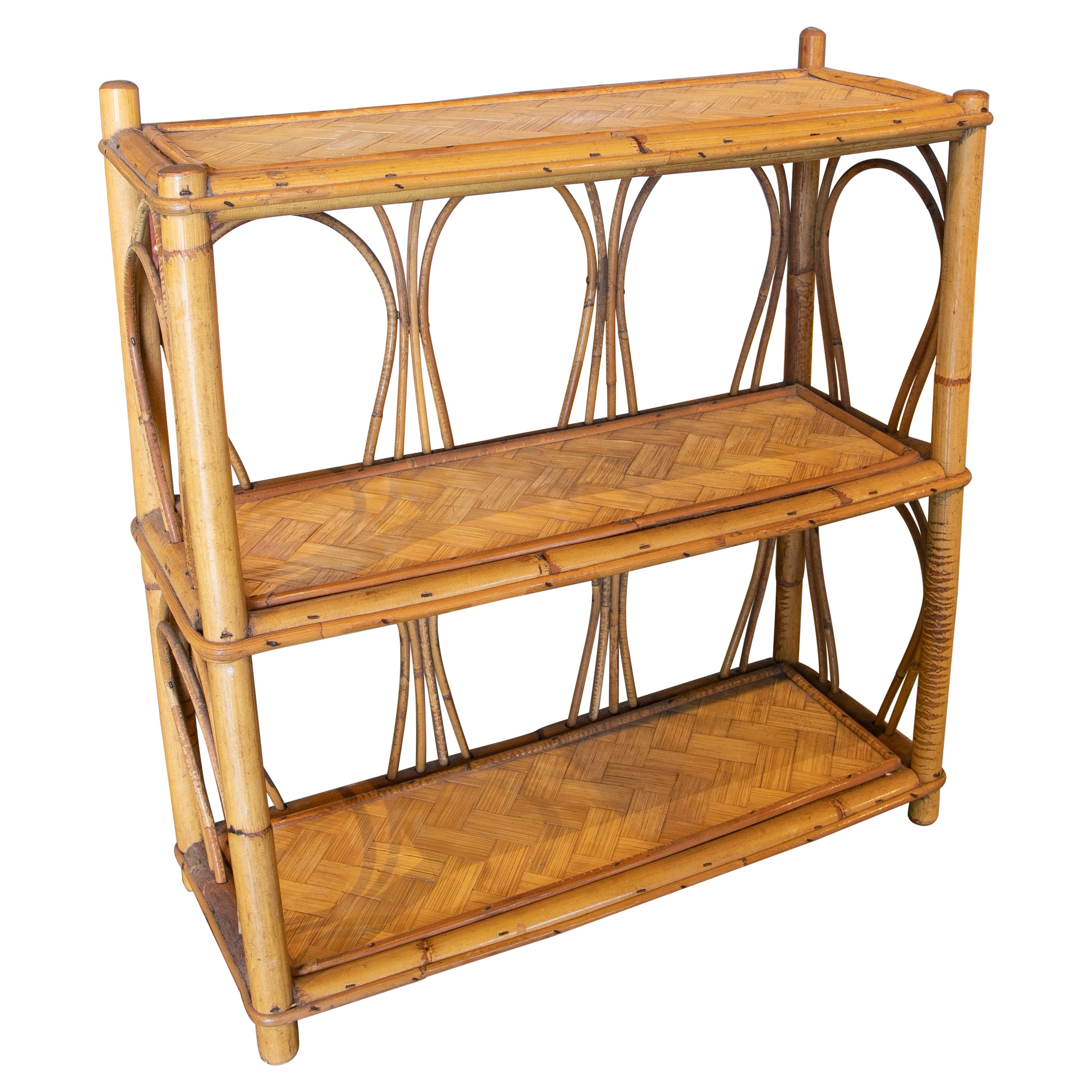 1970s Bamboo and Wicker Bookshelf