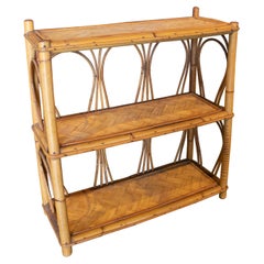 1970s Bamboo and Wicker Bookshelf