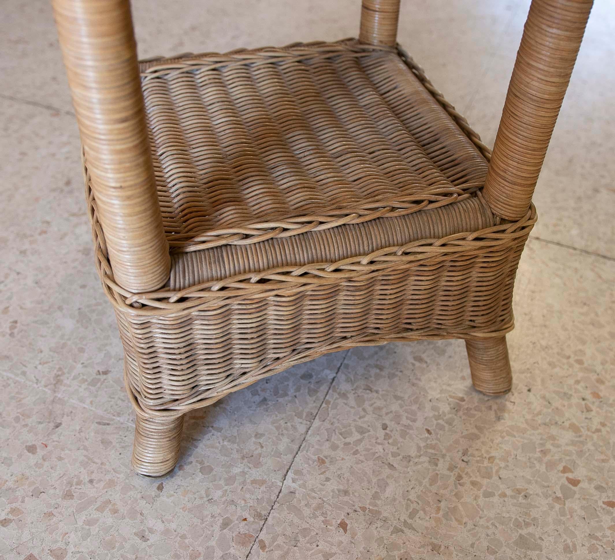 1970s Bamboo and Wicker Side Table  For Sale 8