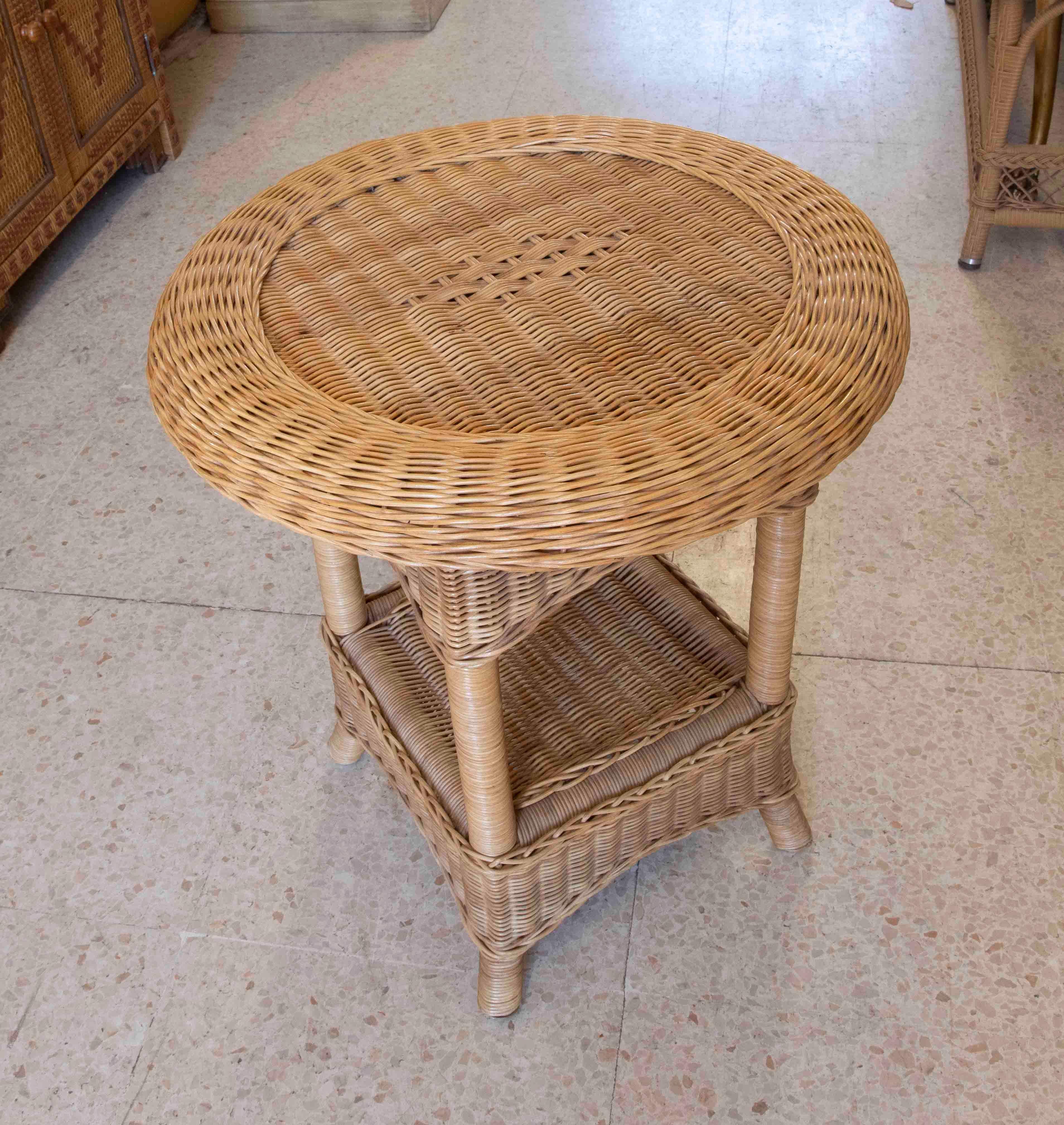 1970s Bamboo and Wicker Side Table  For Sale 2