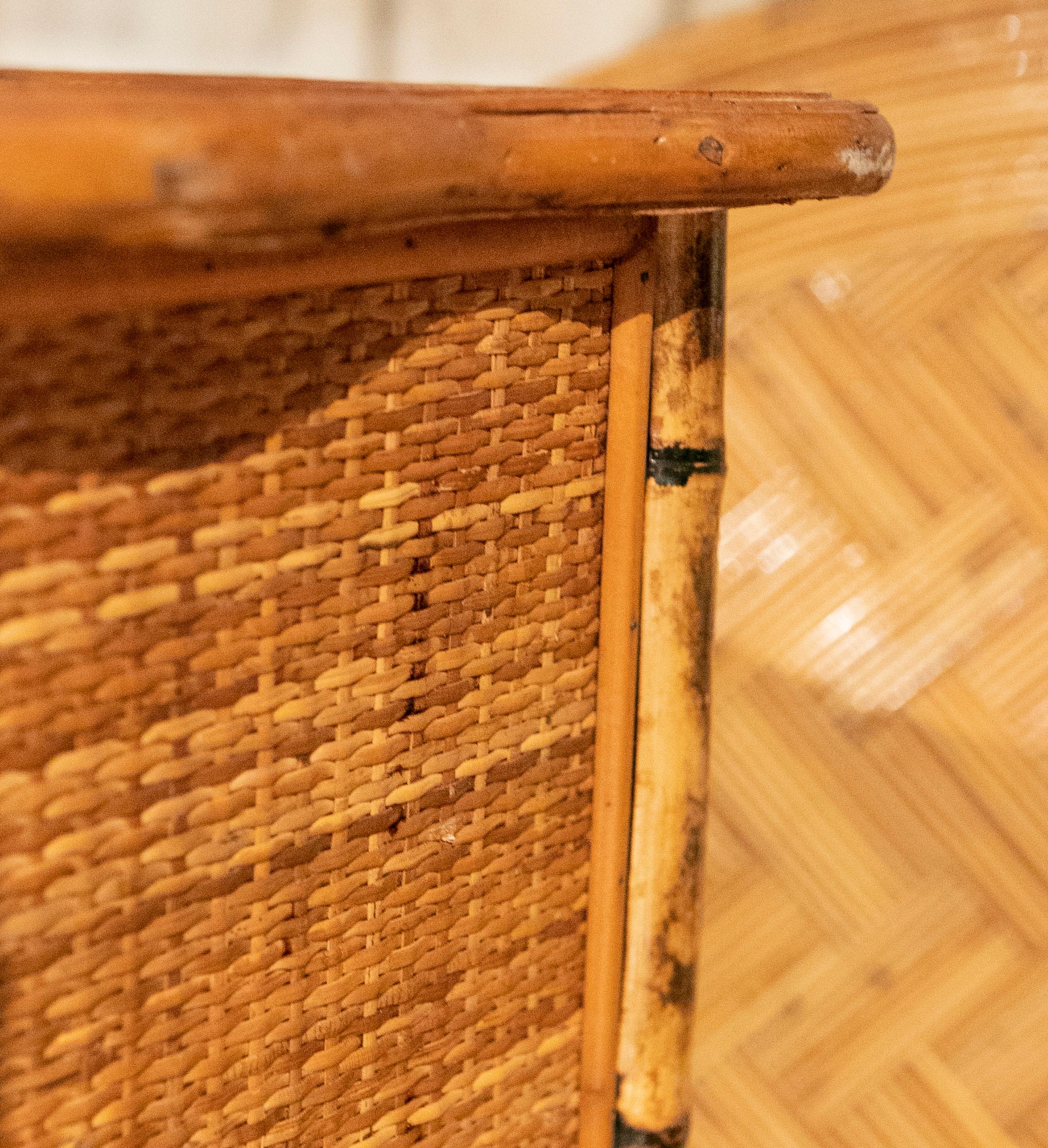 1970s Bamboo and Wicker Side Table with Drawer For Sale 10