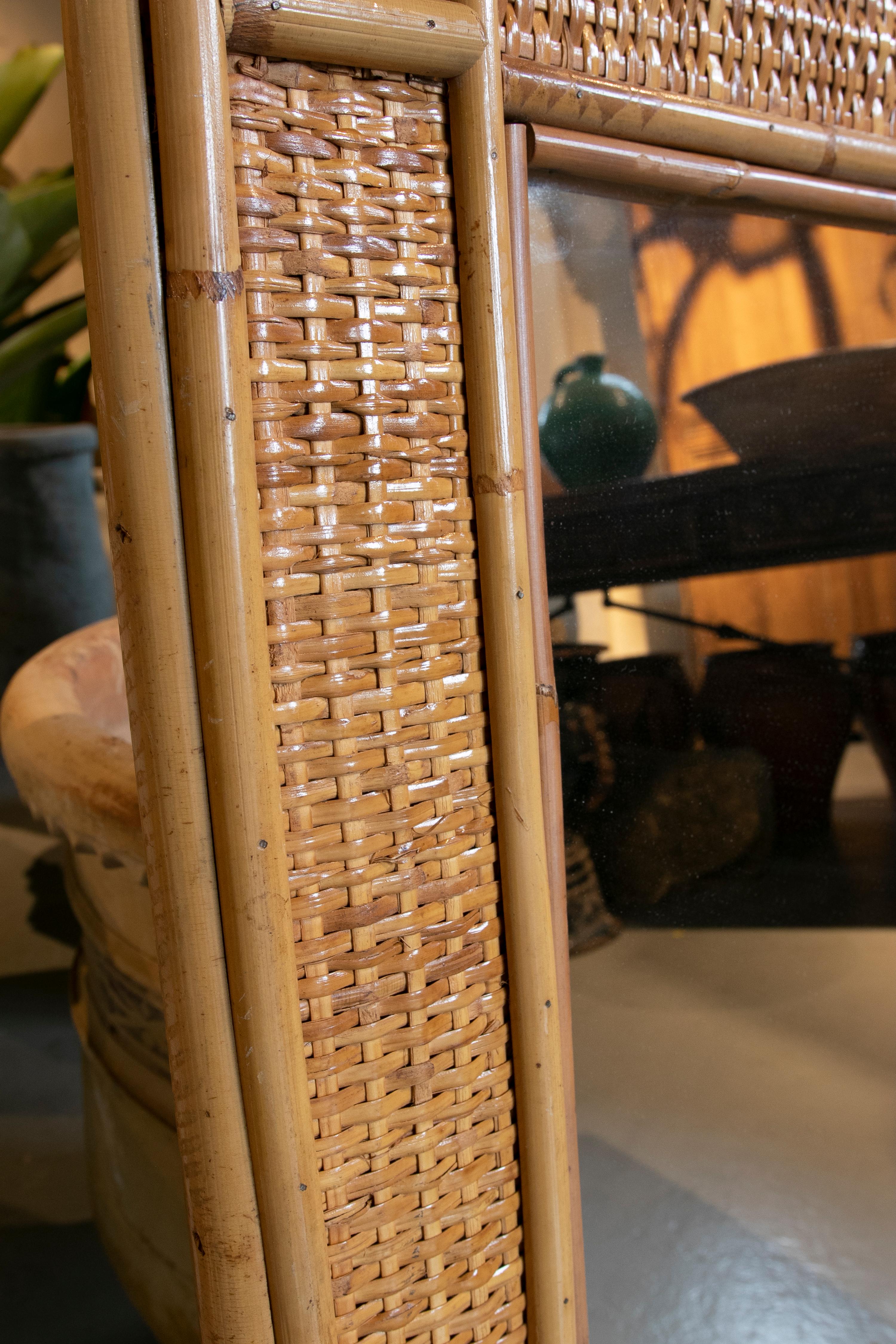  1970s Bamboo and Wicker Wall Mirror 8
