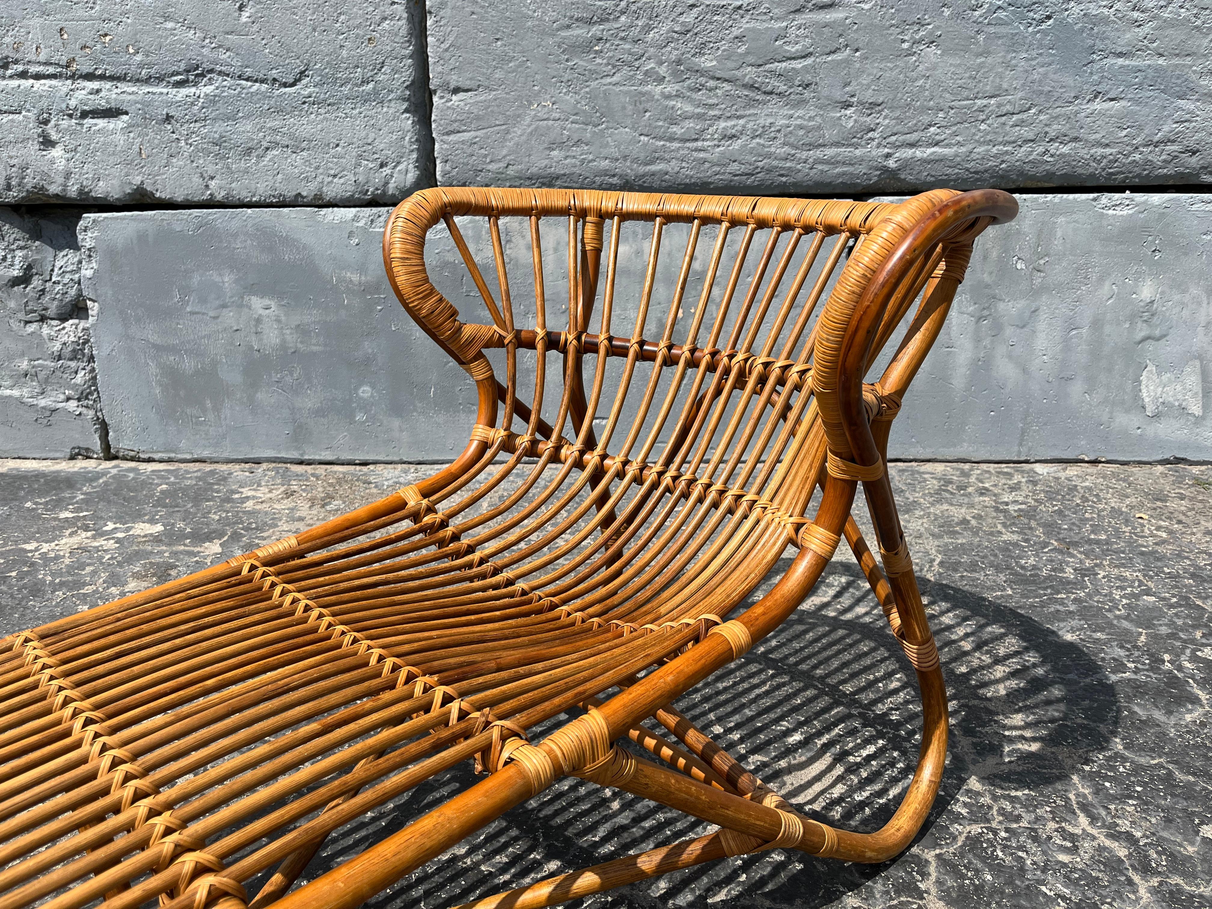 1970s Bamboo Chaise Lounge Attributed to Viggo Boesen, Mid Century Modern  For Sale 10